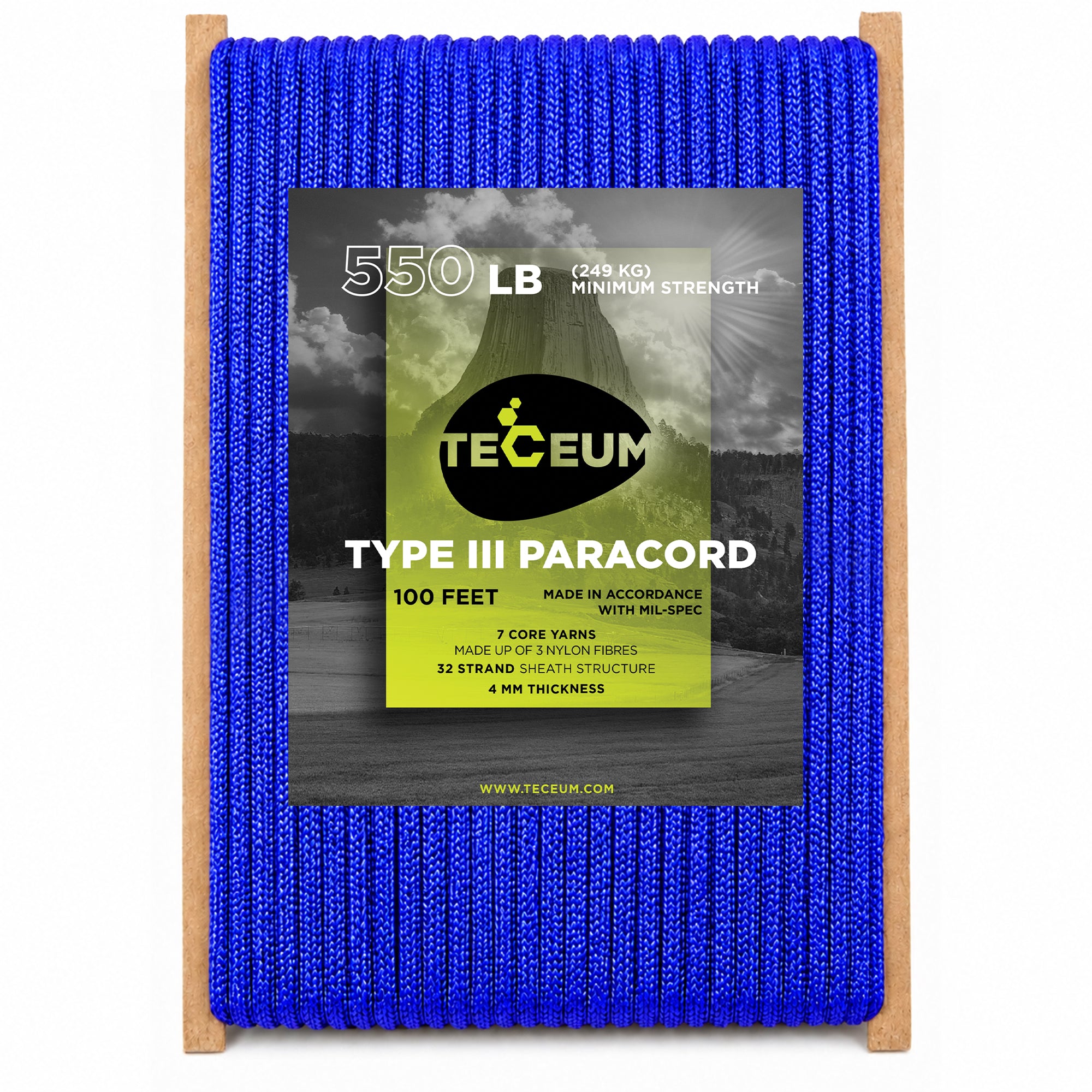 Paracord III 550 Simple Blue – 100 ft - image 1