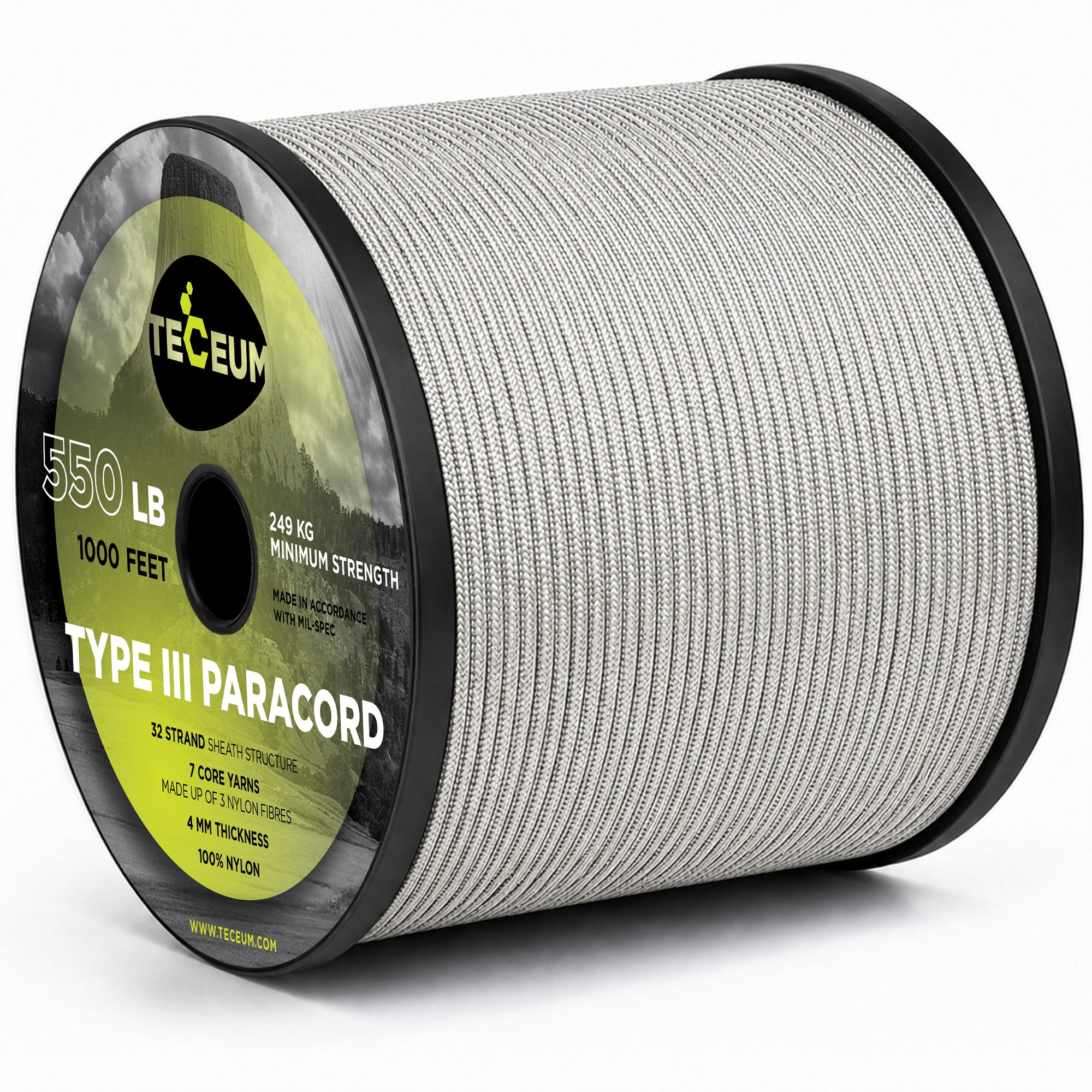Paracord III 550 Silver Grey – 1000 ft - image 1