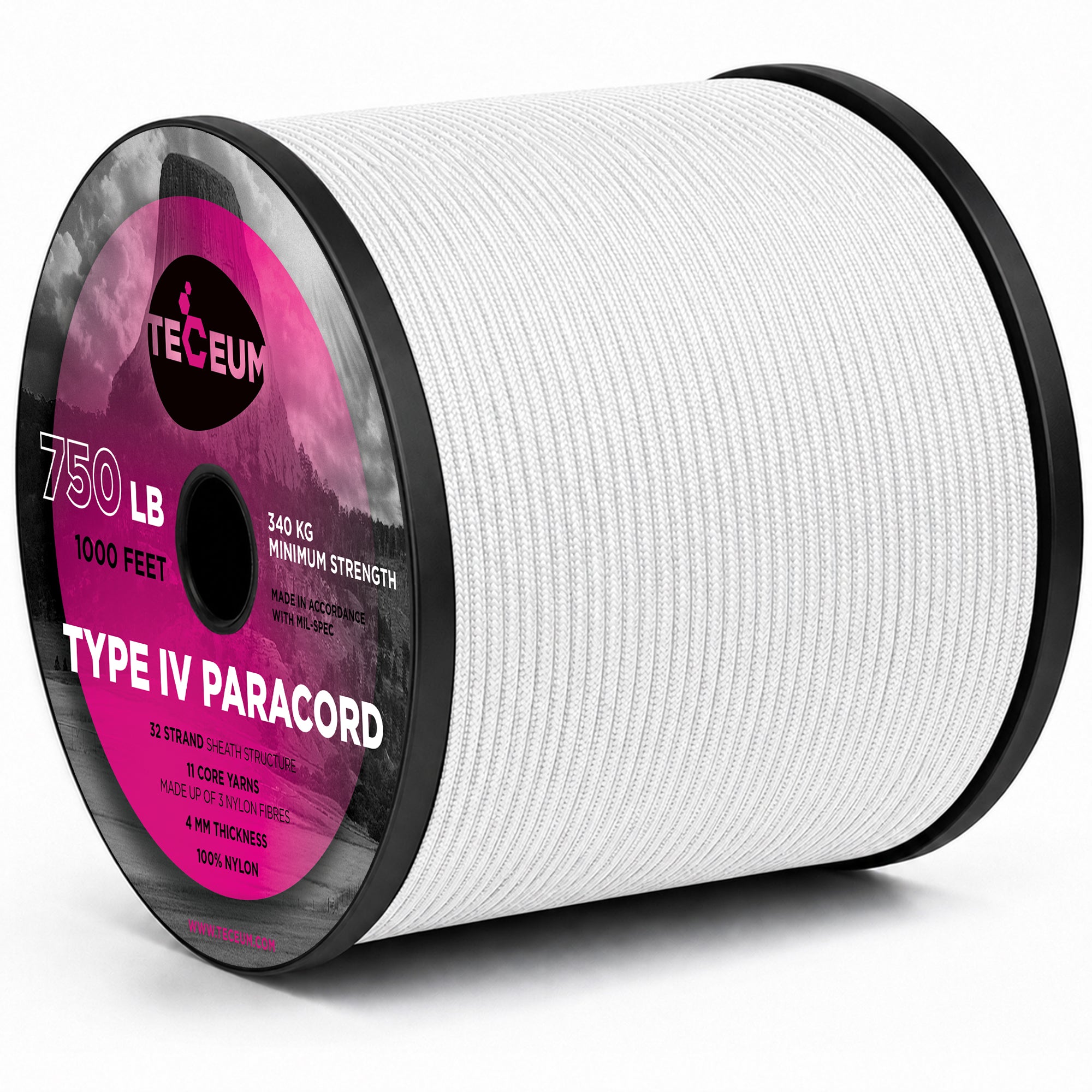 Paracord IV 750 White – 1000 ft - image 1