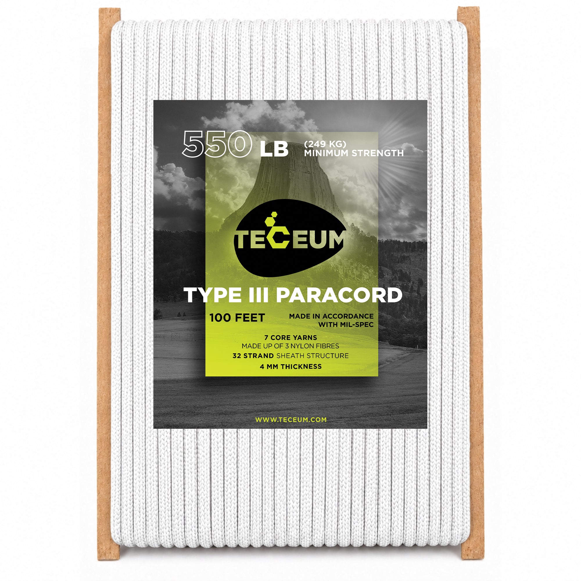 Paracord III 550 White – 100 ft - image 1