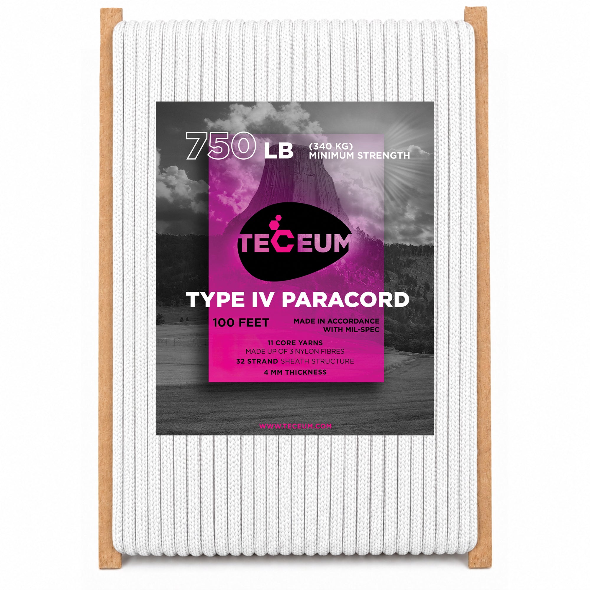 Paracord IV 750 White – 100 ft - image 1
