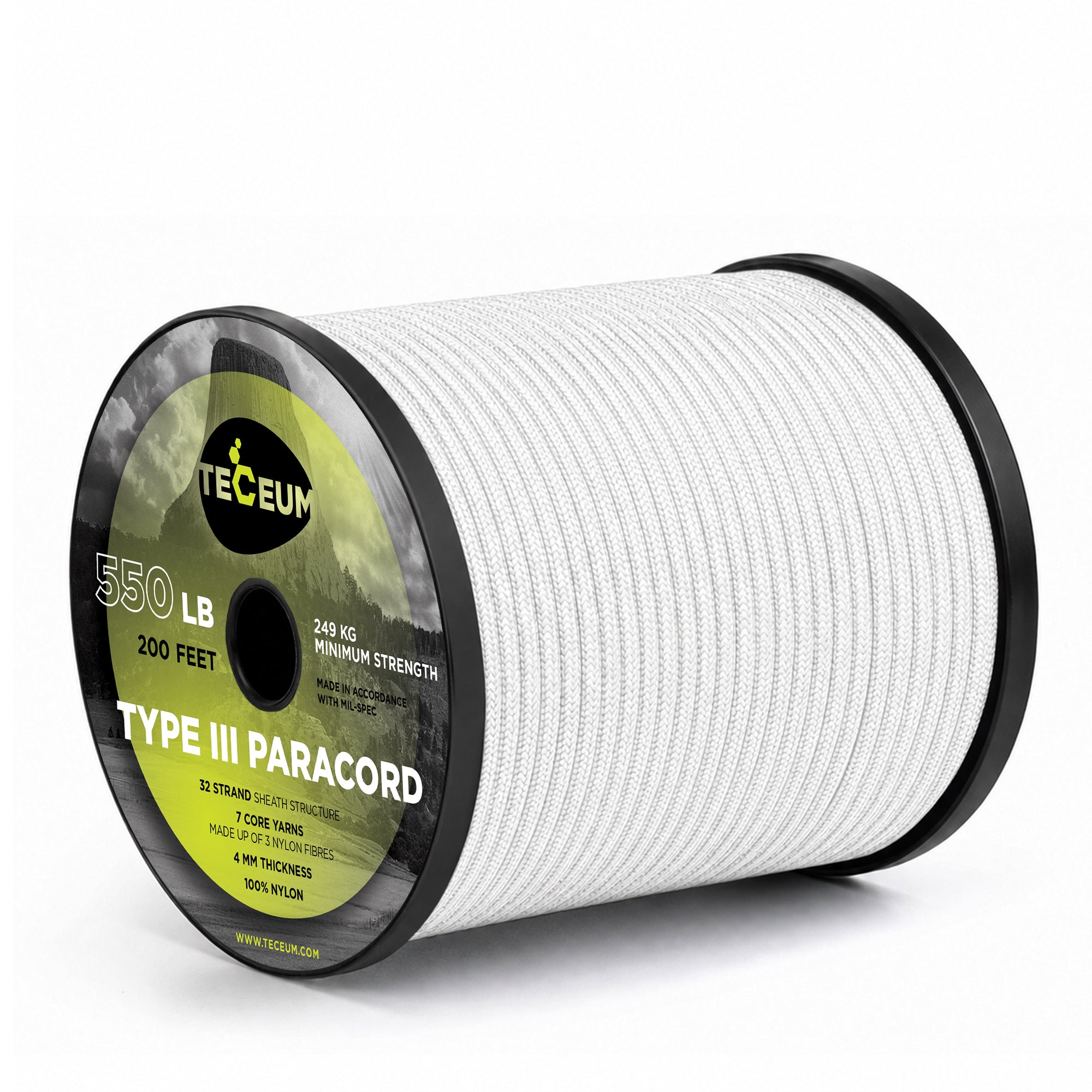 Paracord III 550 White – 200 ft - image 1
