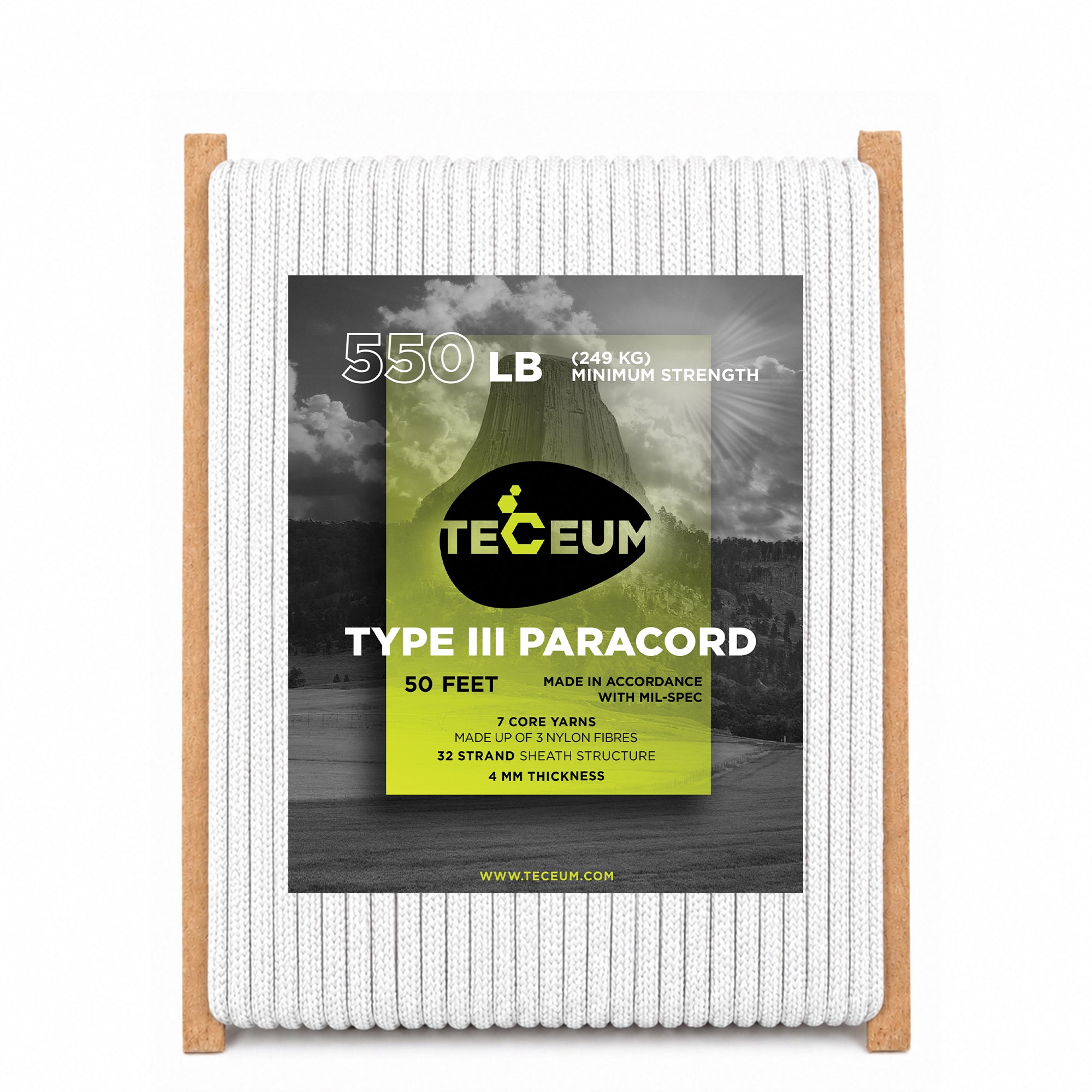 Paracord III 550 White – 50 ft - image 1