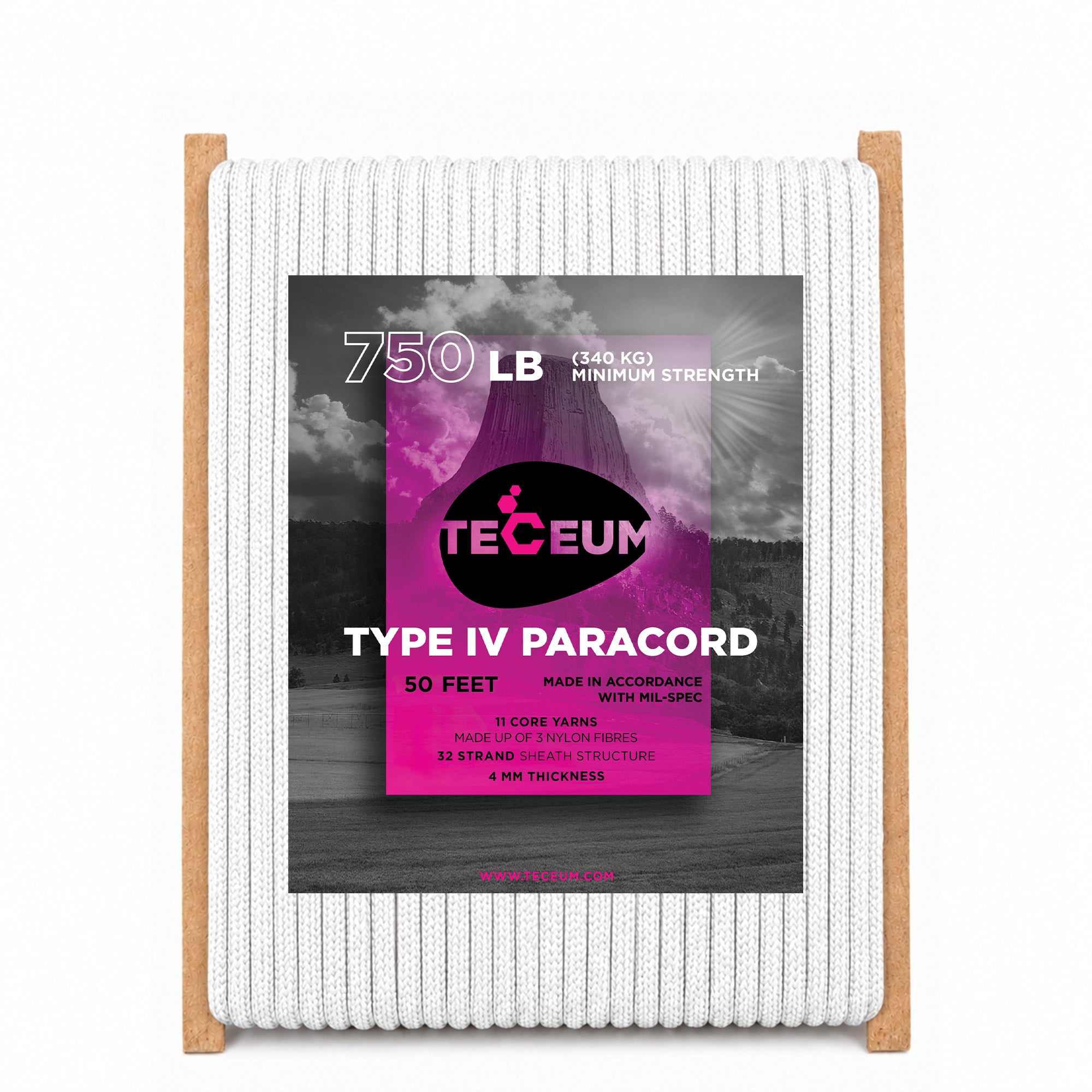 Paracord IV 750 White – 50 ft - image 1