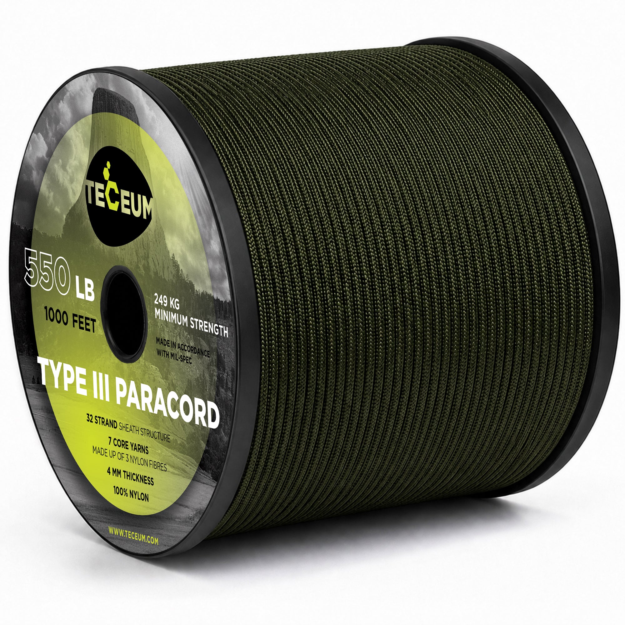Paracord III 550 Army Green – 1000 ft - image 1