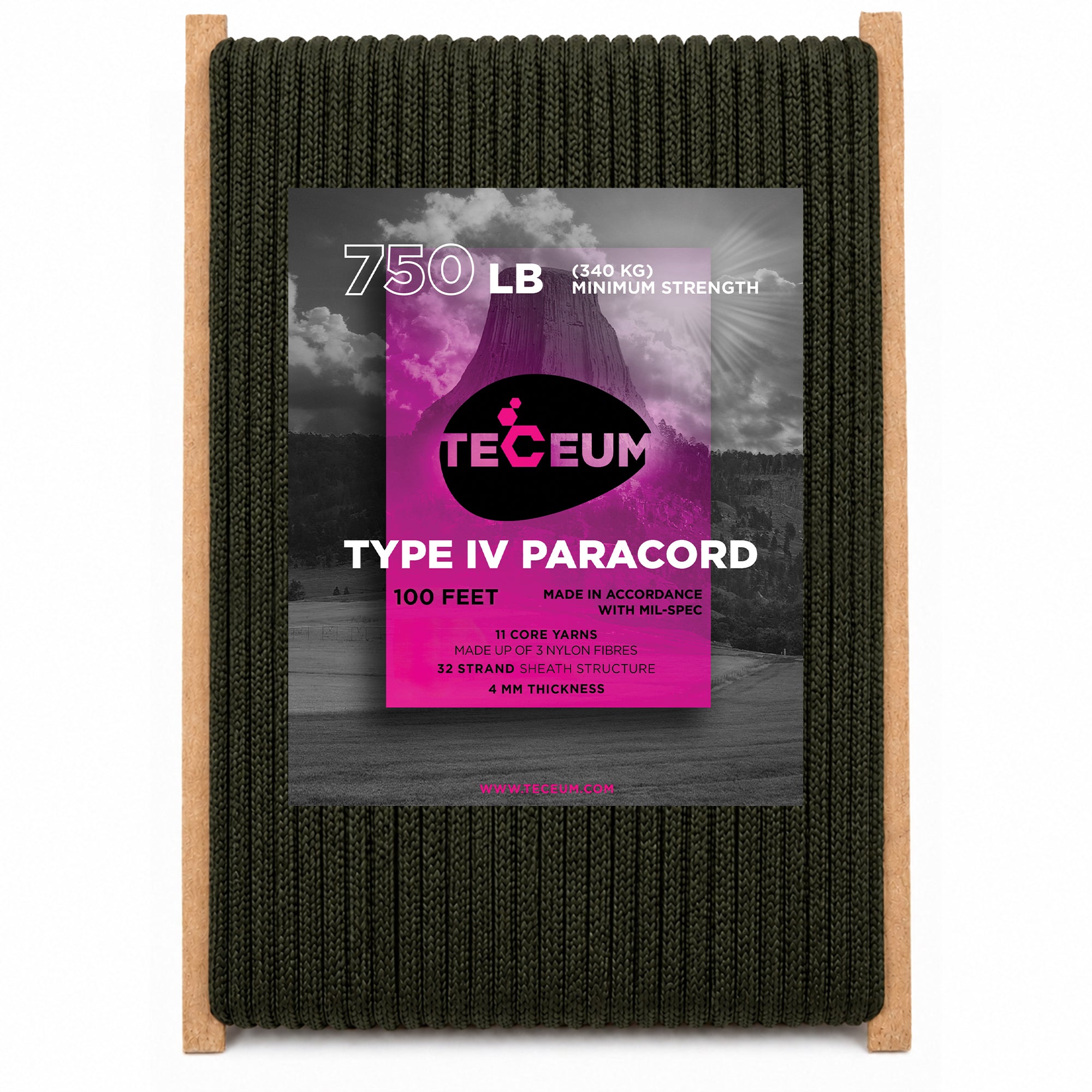 Paracord IV 750 Army Green – 100 ft - image 1