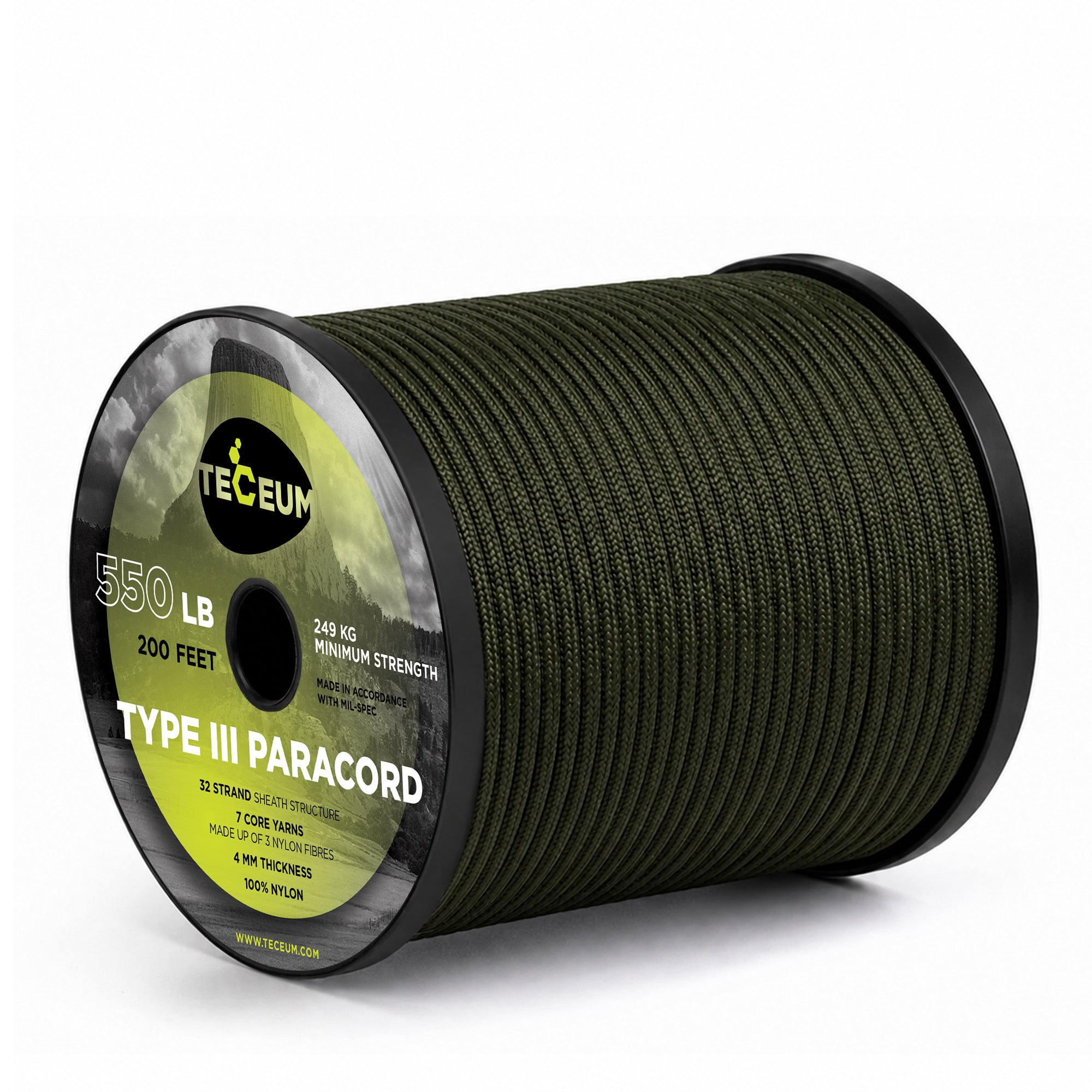 Paracord III 550 Army Green – 200 ft - image 1