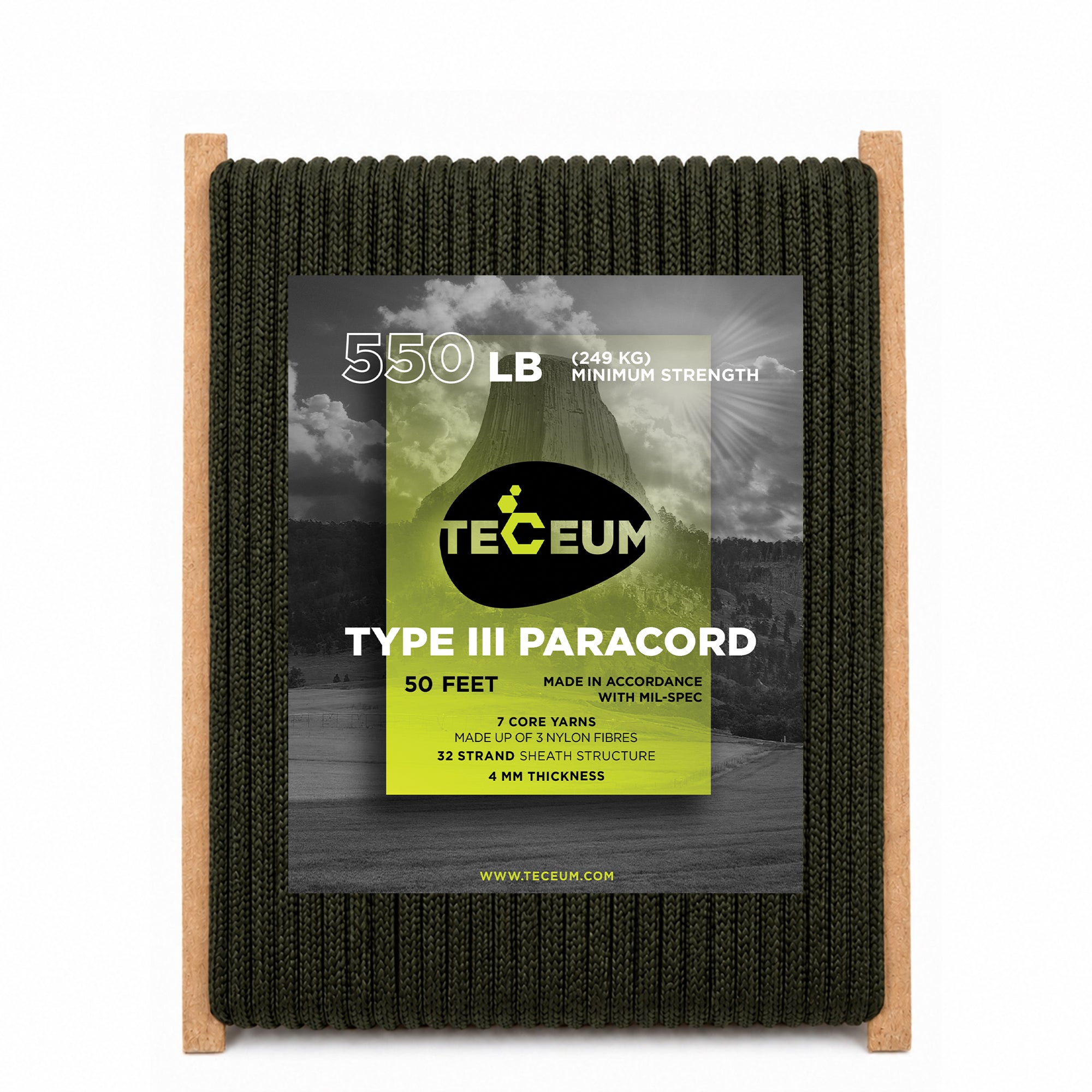 Paracord III 550 Army Green – 50 ft - image 1