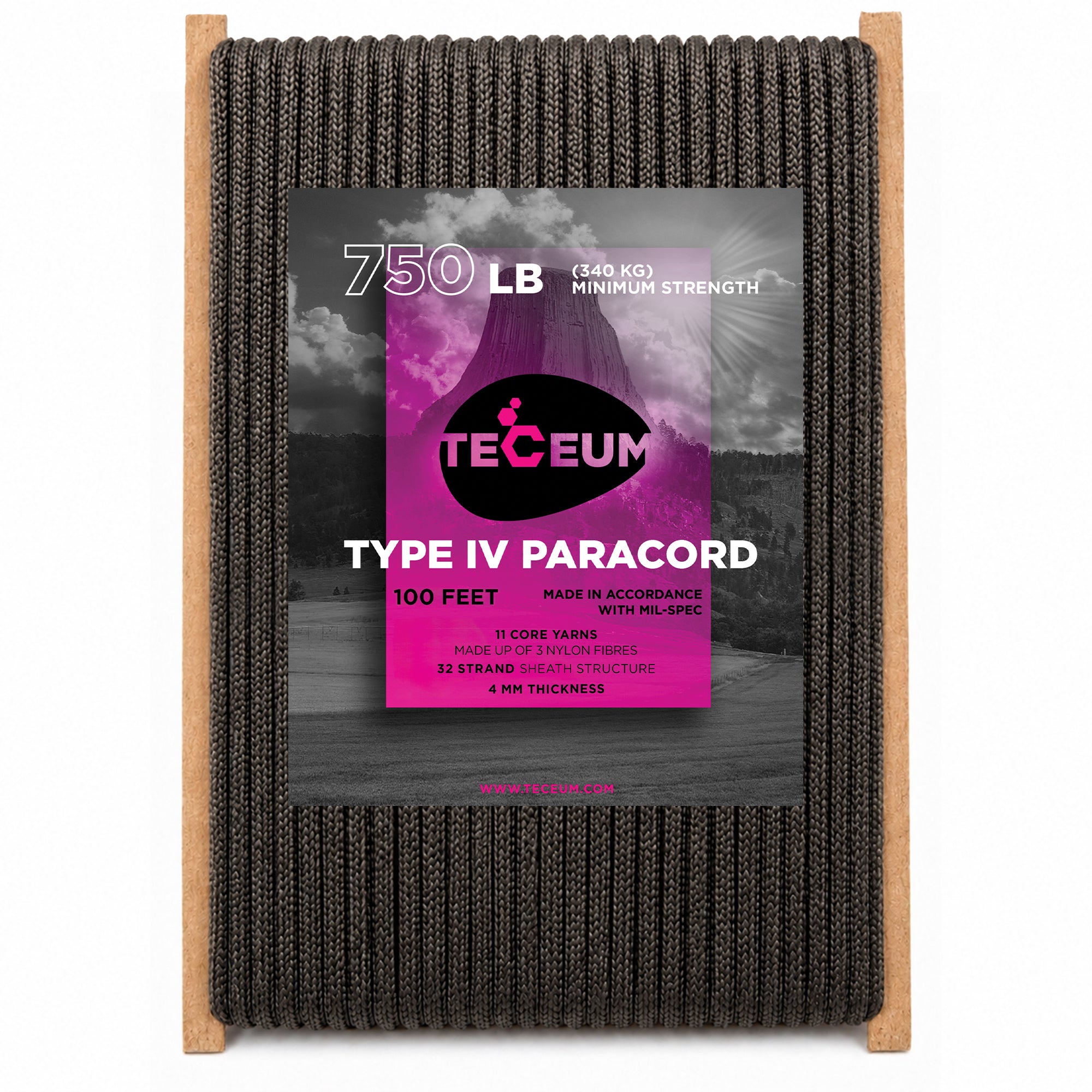 Paracord IV 750 Chocolate – 100 ft - image 1