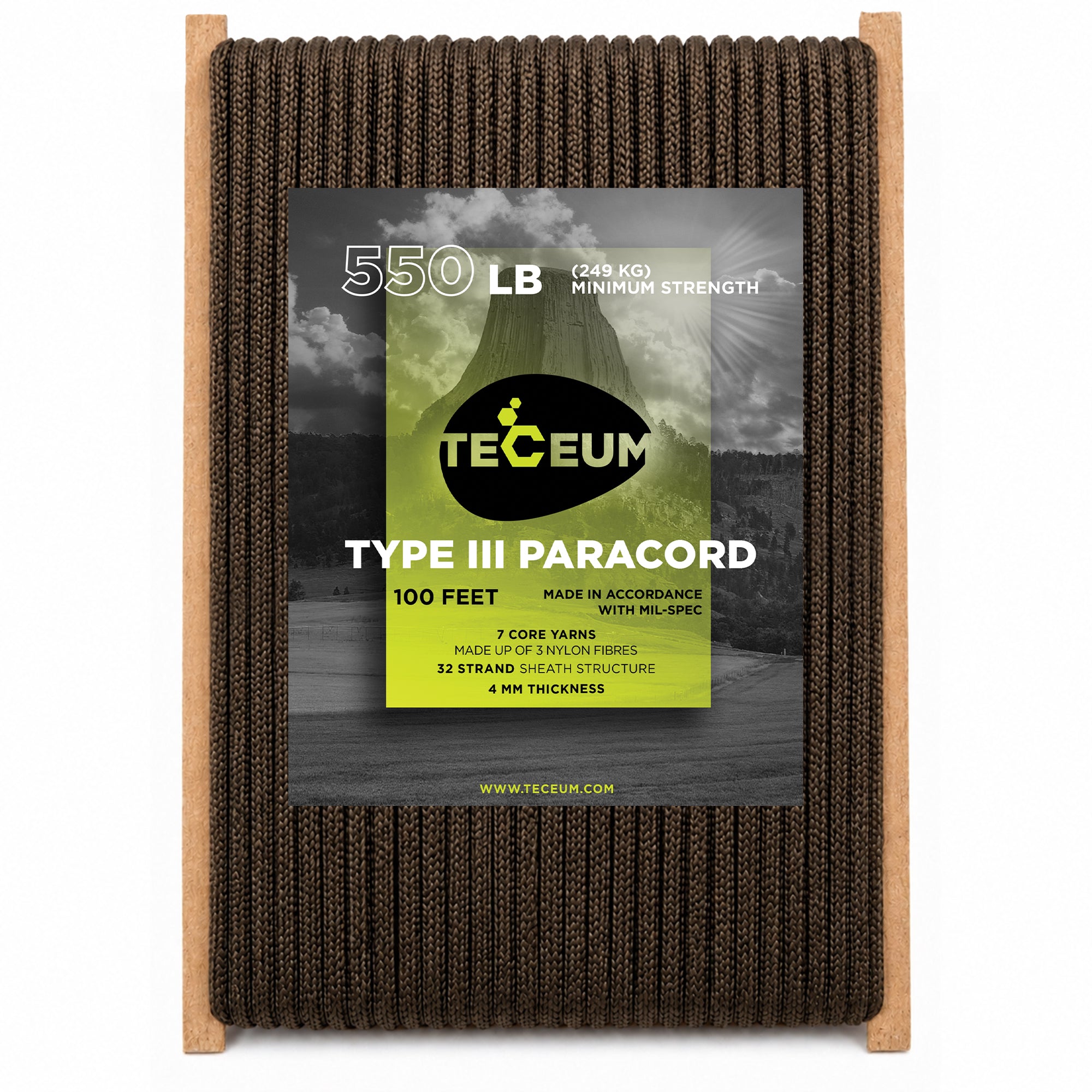 Paracord III 550 Copper Brown – 100 ft - image 1