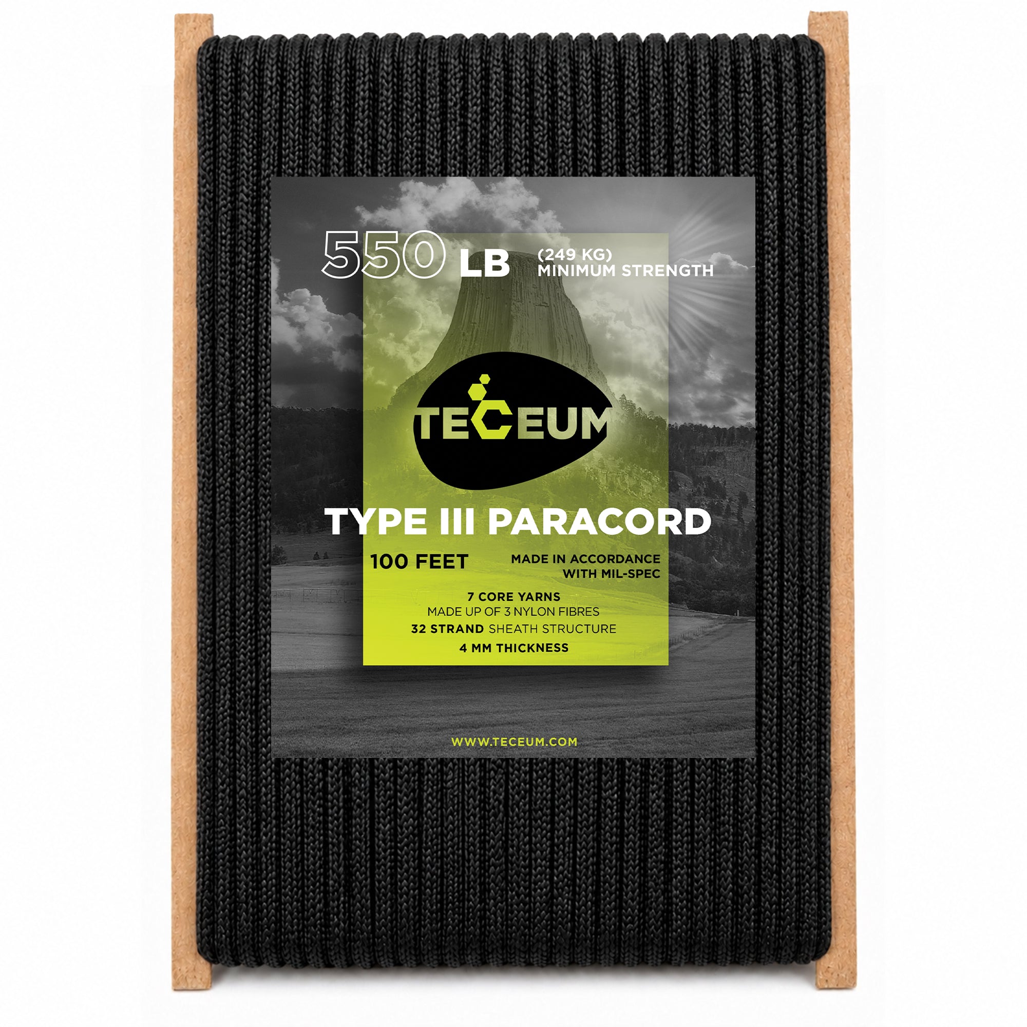 Paracord III 550 Black – 100 ft - image 1