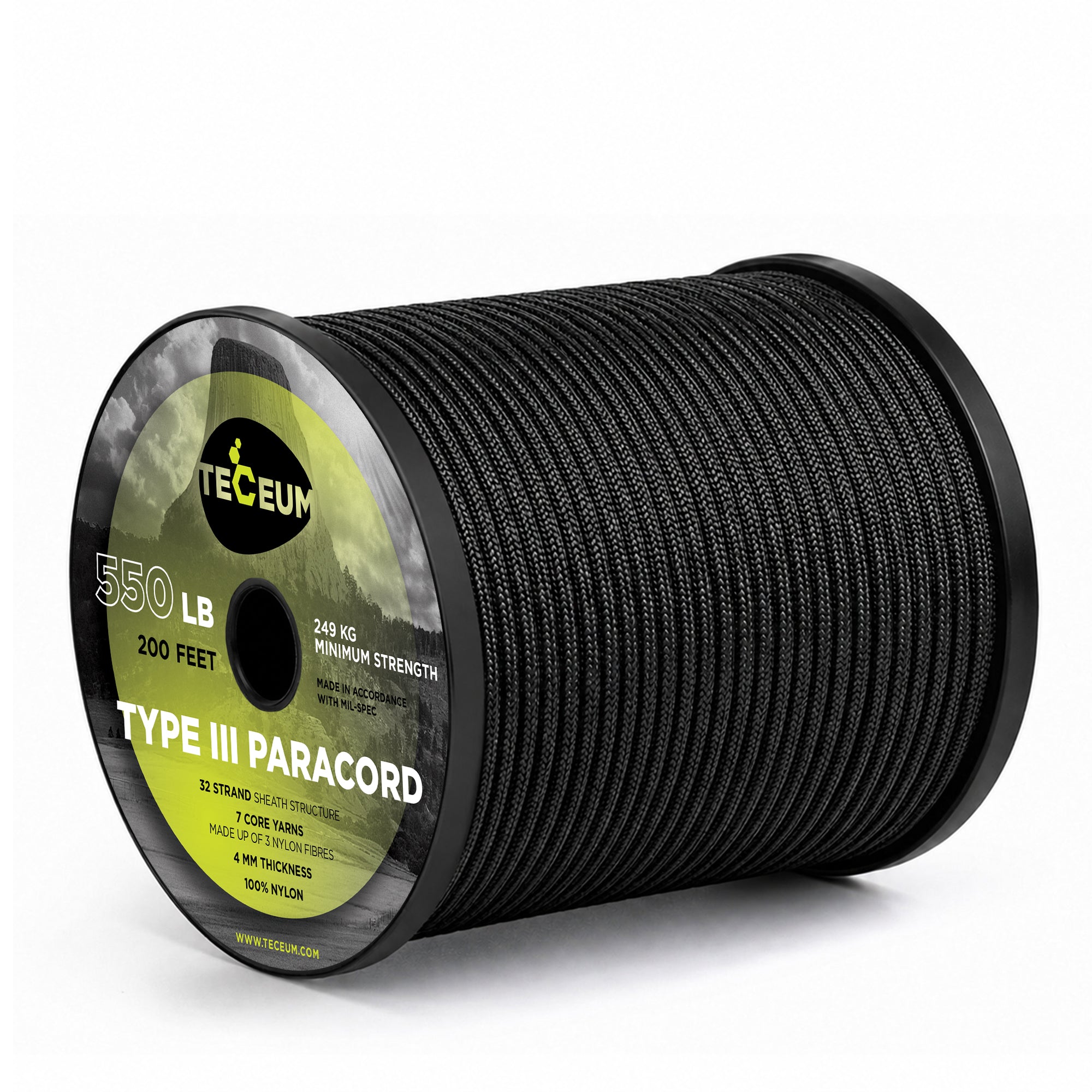 Paracord III 550 Black – 200 ft - image 1