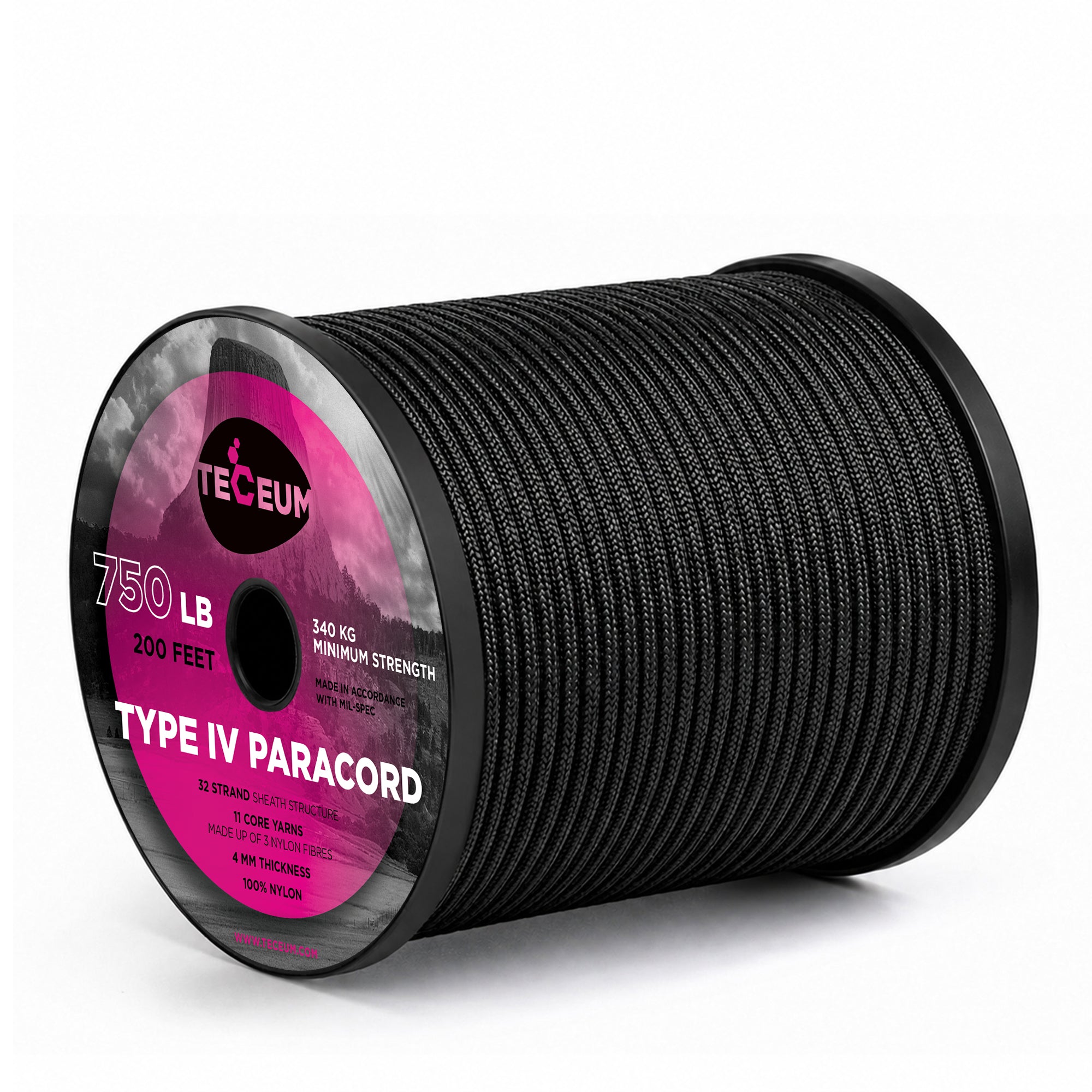 Paracord IV 750 Black – 200 ft - image 1