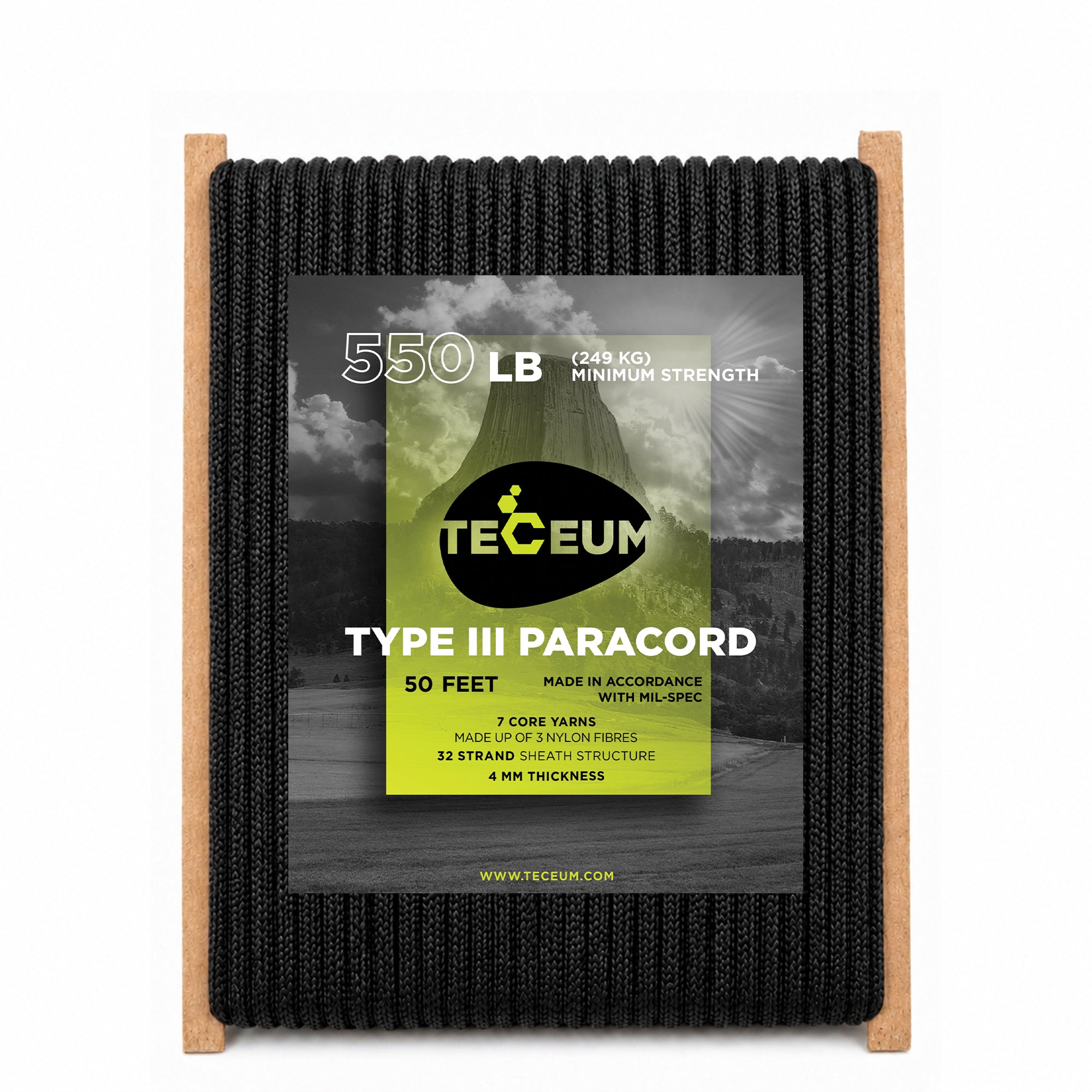 Paracord III 550 Black – 50 ft - image 1