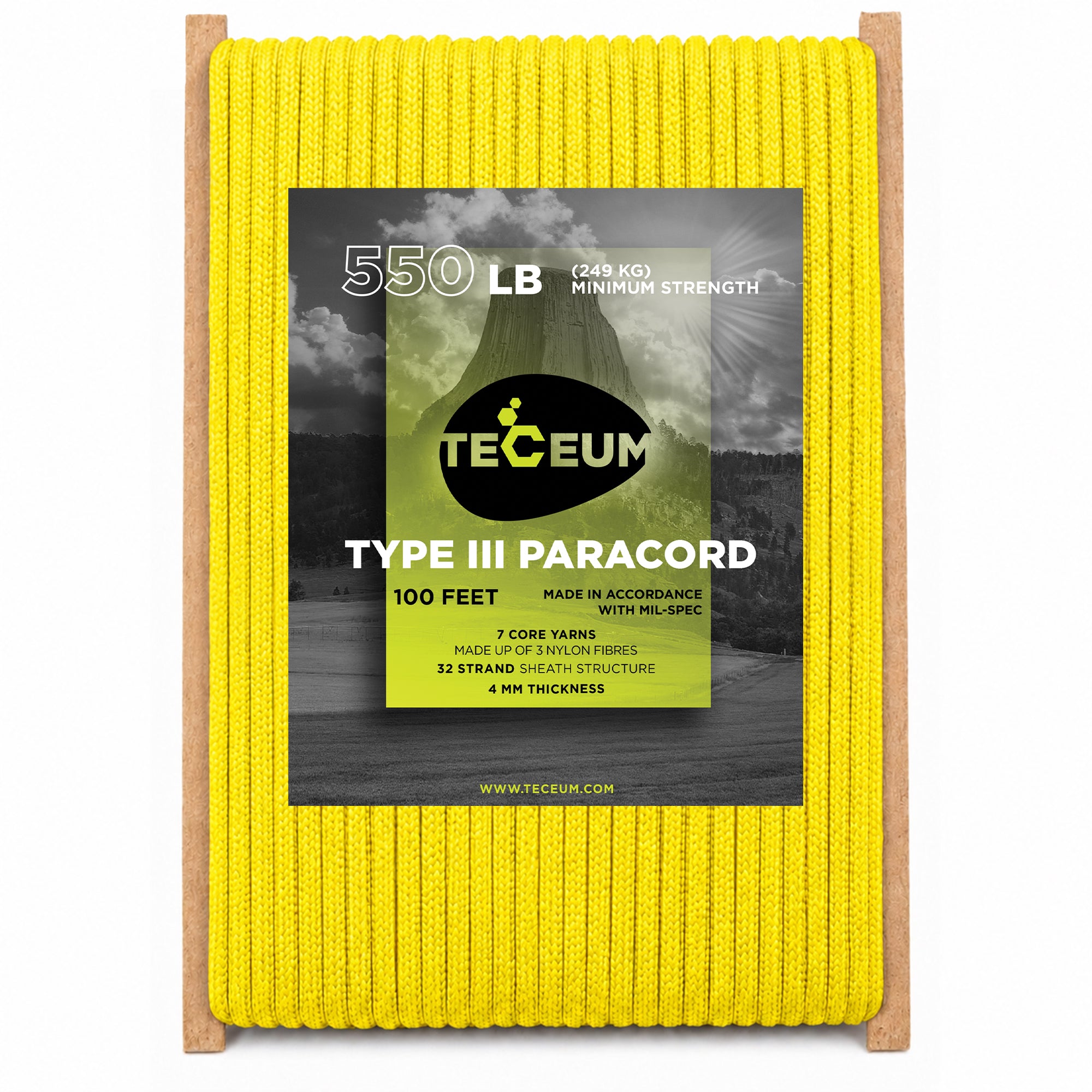 Paracord III 550 Yellow – 100 ft - image 1