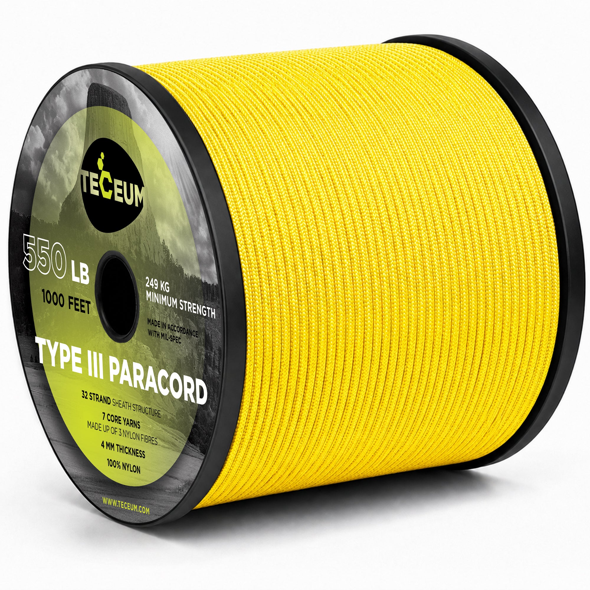 Paracord III 550 Yellow – 1000 ft - image 1