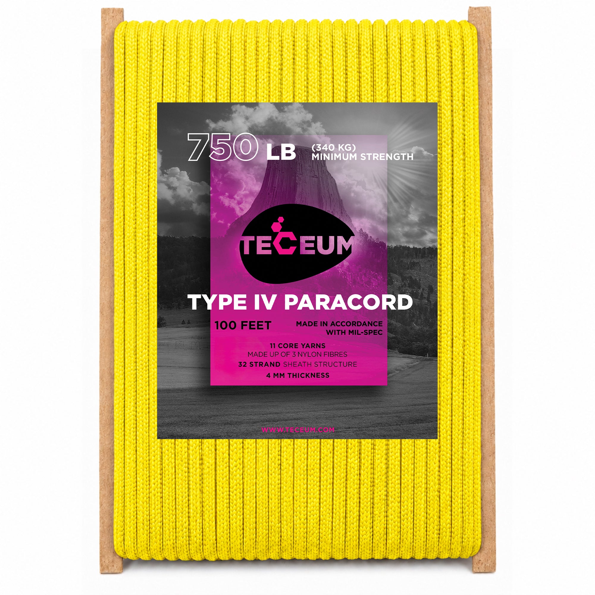 Paracord IV 750 Yellow – 100 ft - image 1