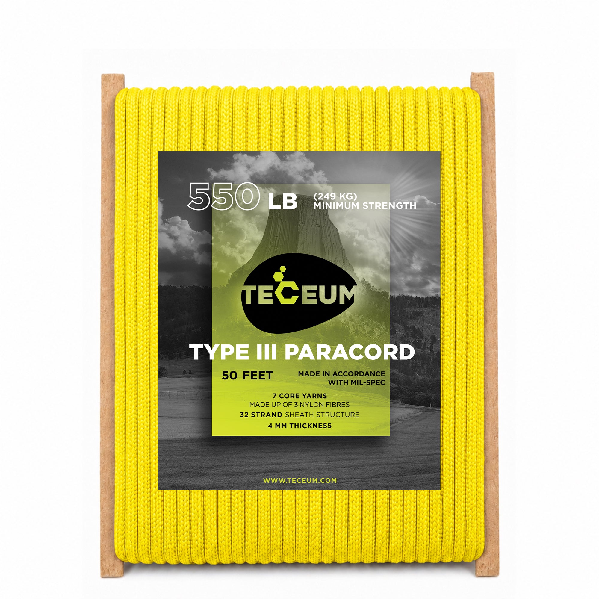 Paracord III 550 Yellow – 50 ft - image 1
