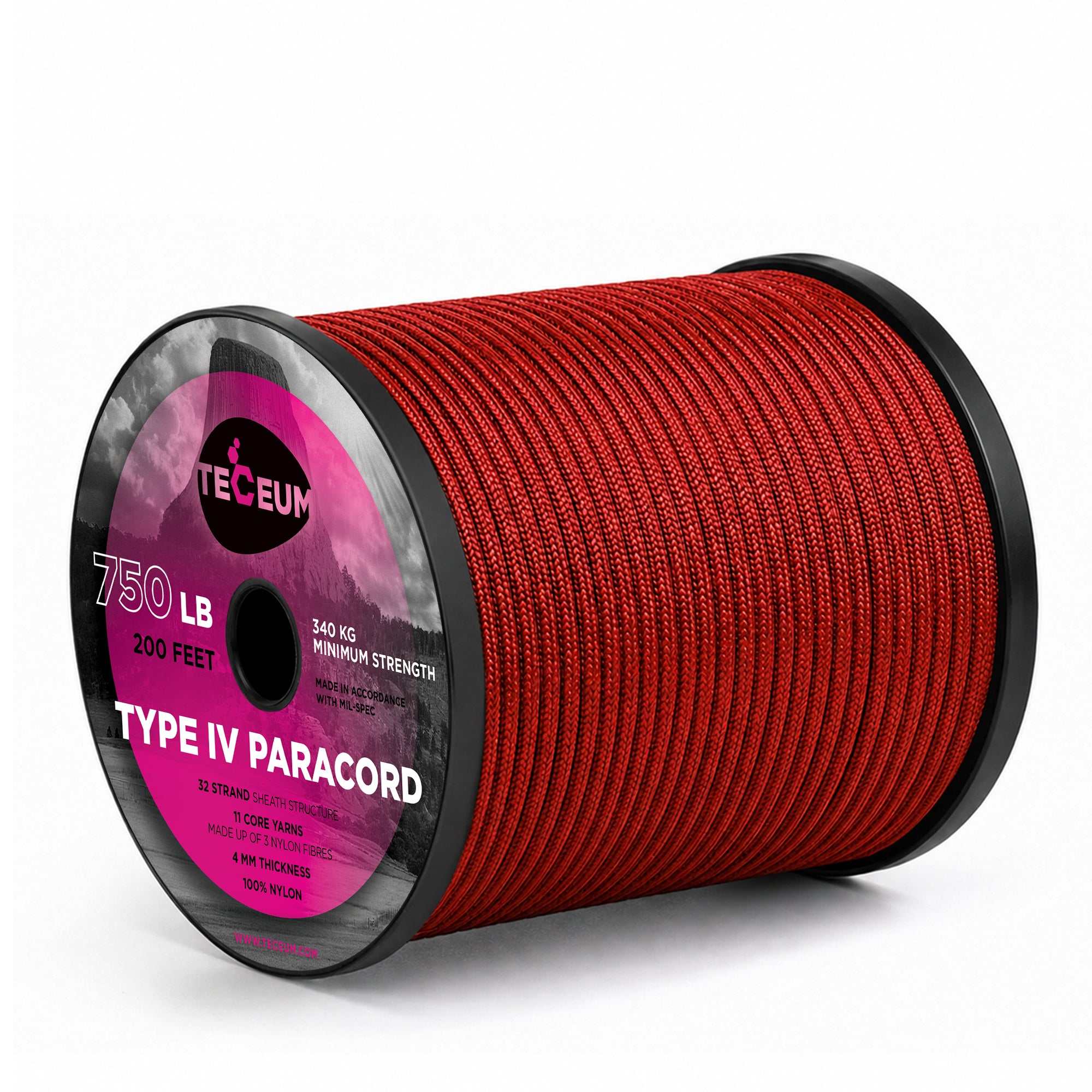 Paracord IV 750 Red (Fire) – 200 ft - image 1