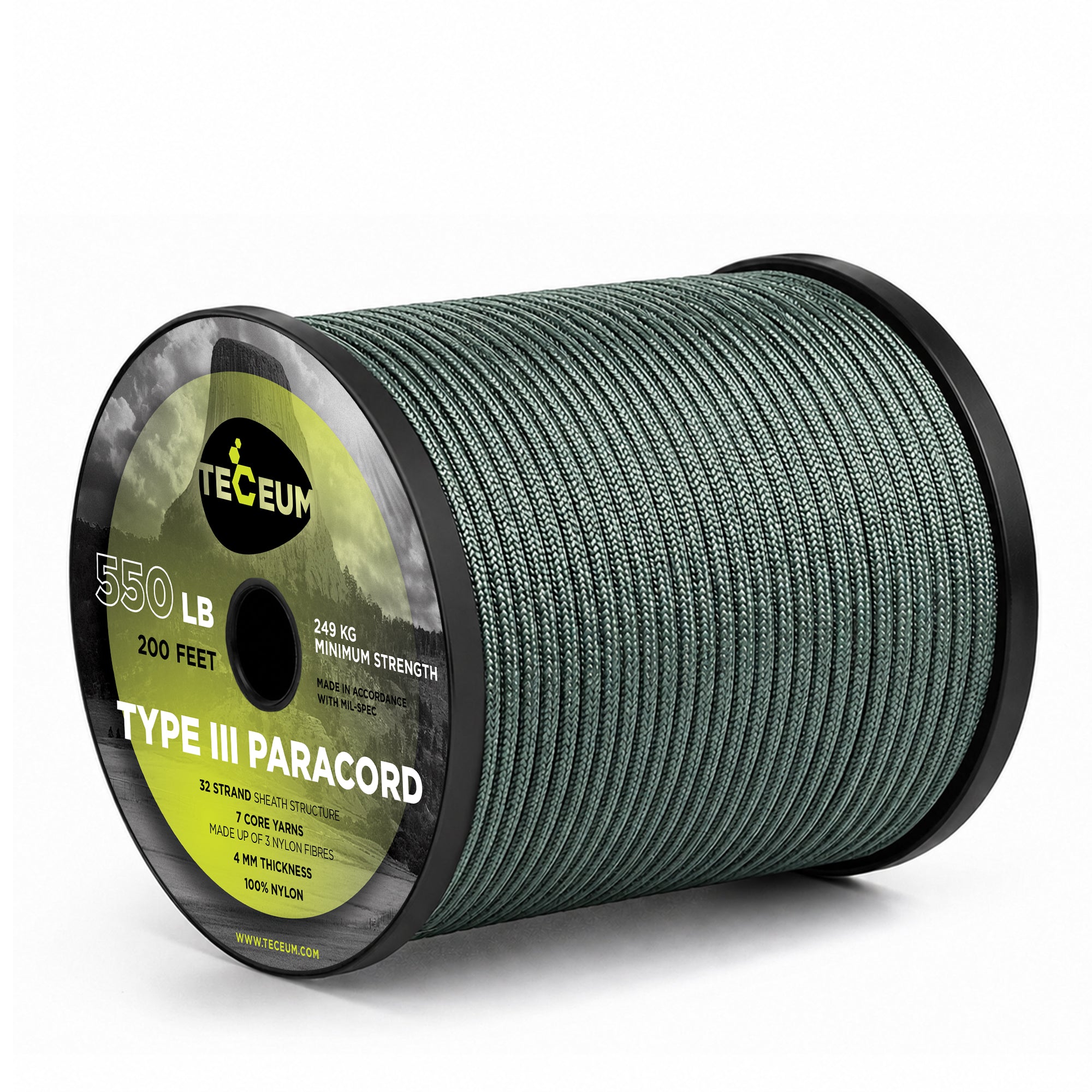 Paracord III 550 Dark Emerald Green – 200 ft - image 1