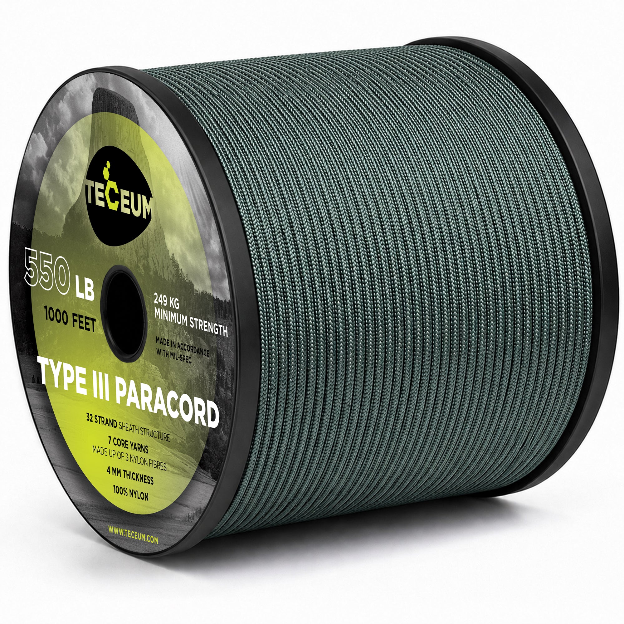 Paracord III 550 Dark Emerald Green – 1000 ft - image 1