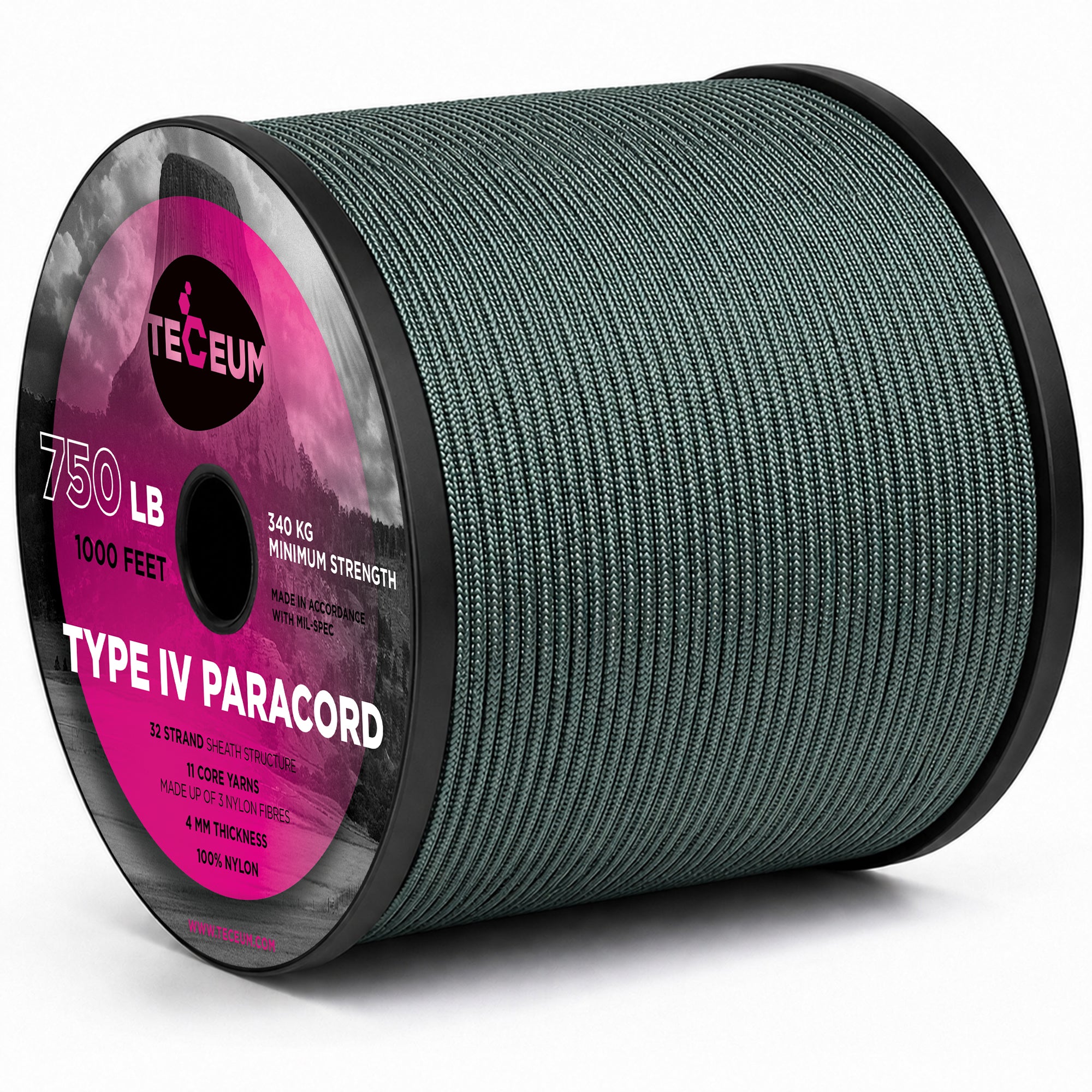 Paracord IV 750 Dark Emerald Green – 1000 ft - image 1