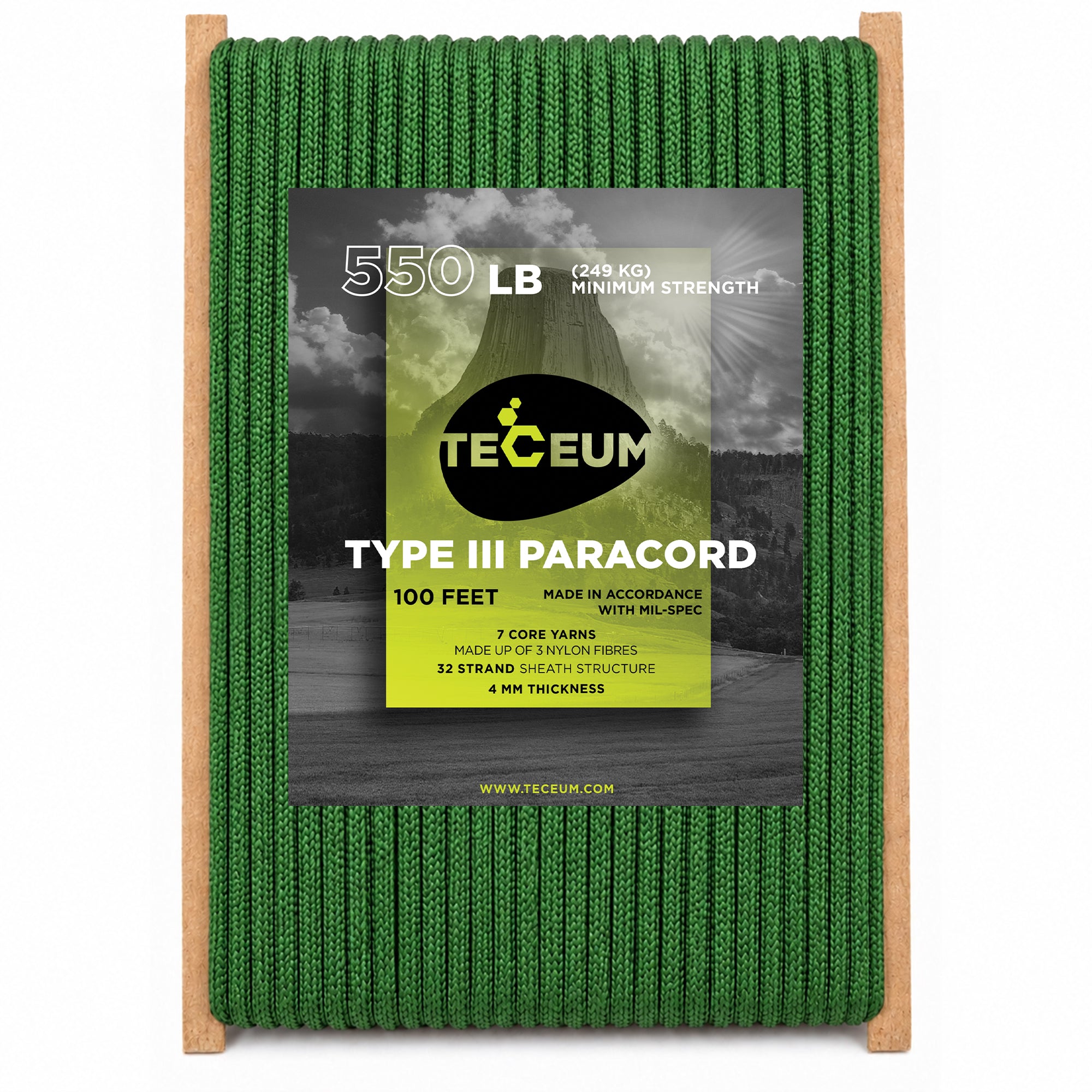 Paracord III 550 Green – 100 ft - image 1