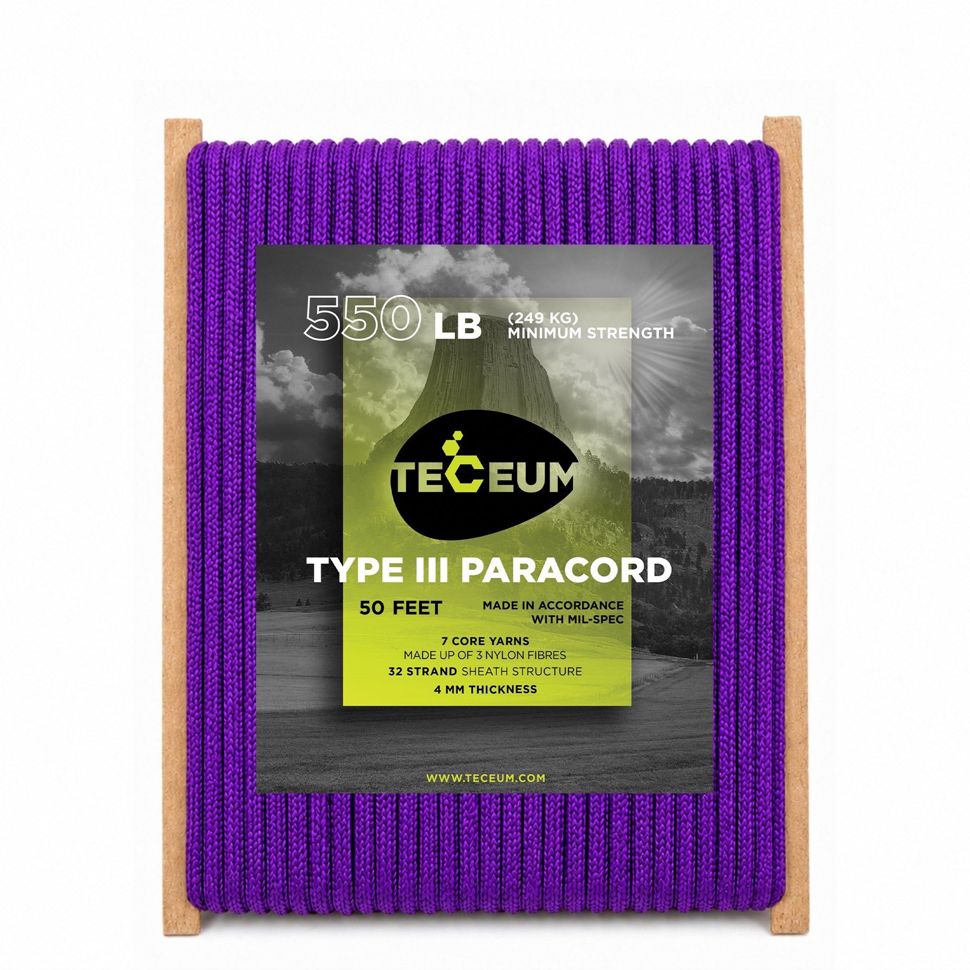 Paracord III 550 Purple – 50 ft - image 1