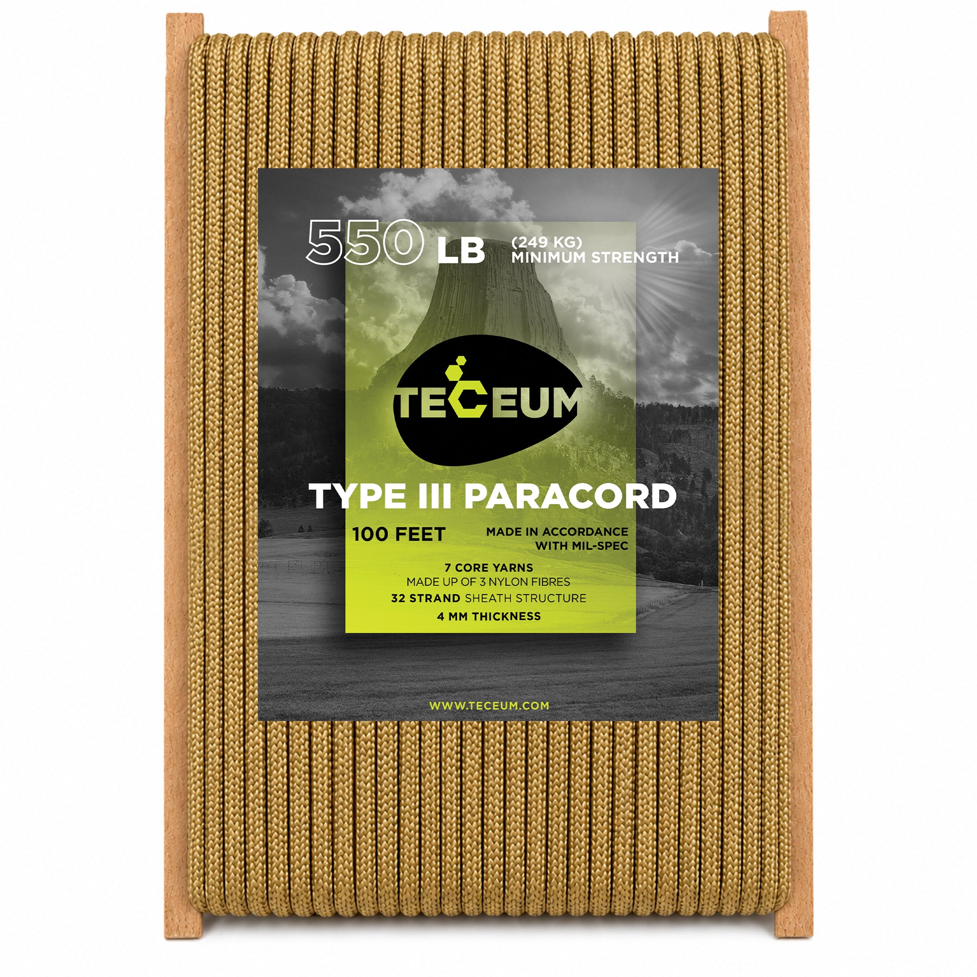 Paracord III 550 Golden Sand – 100 ft - image 1