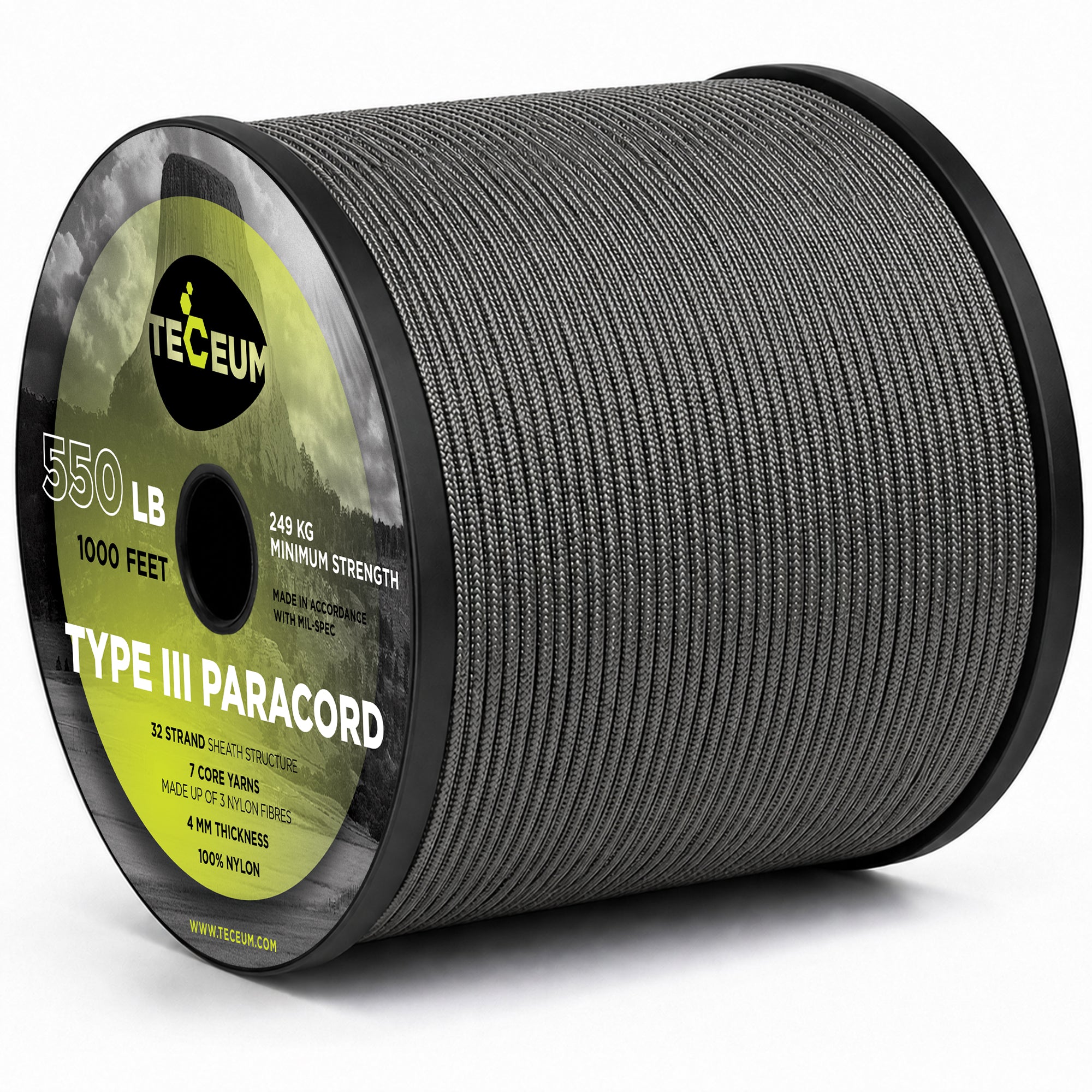Paracord III 550 Dark Grey – 1000 ft - image 1