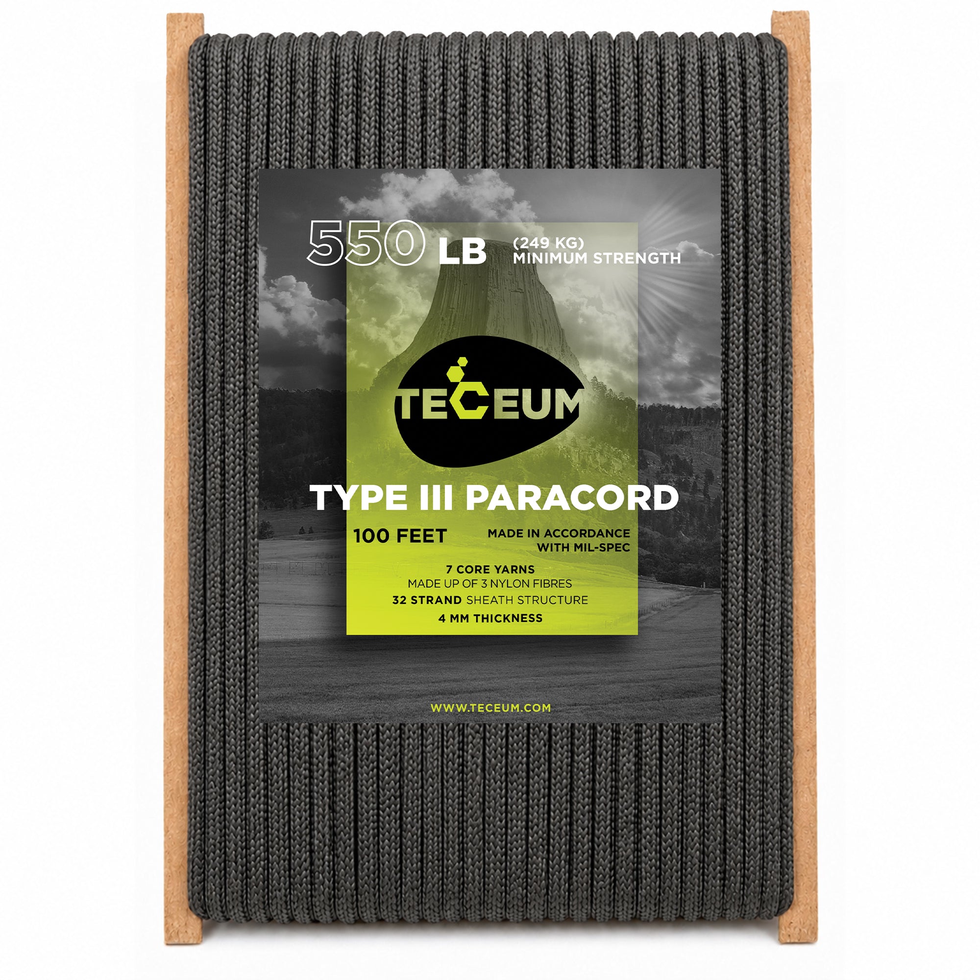 Paracord III 550 Dark Grey – 100 ft - image 1