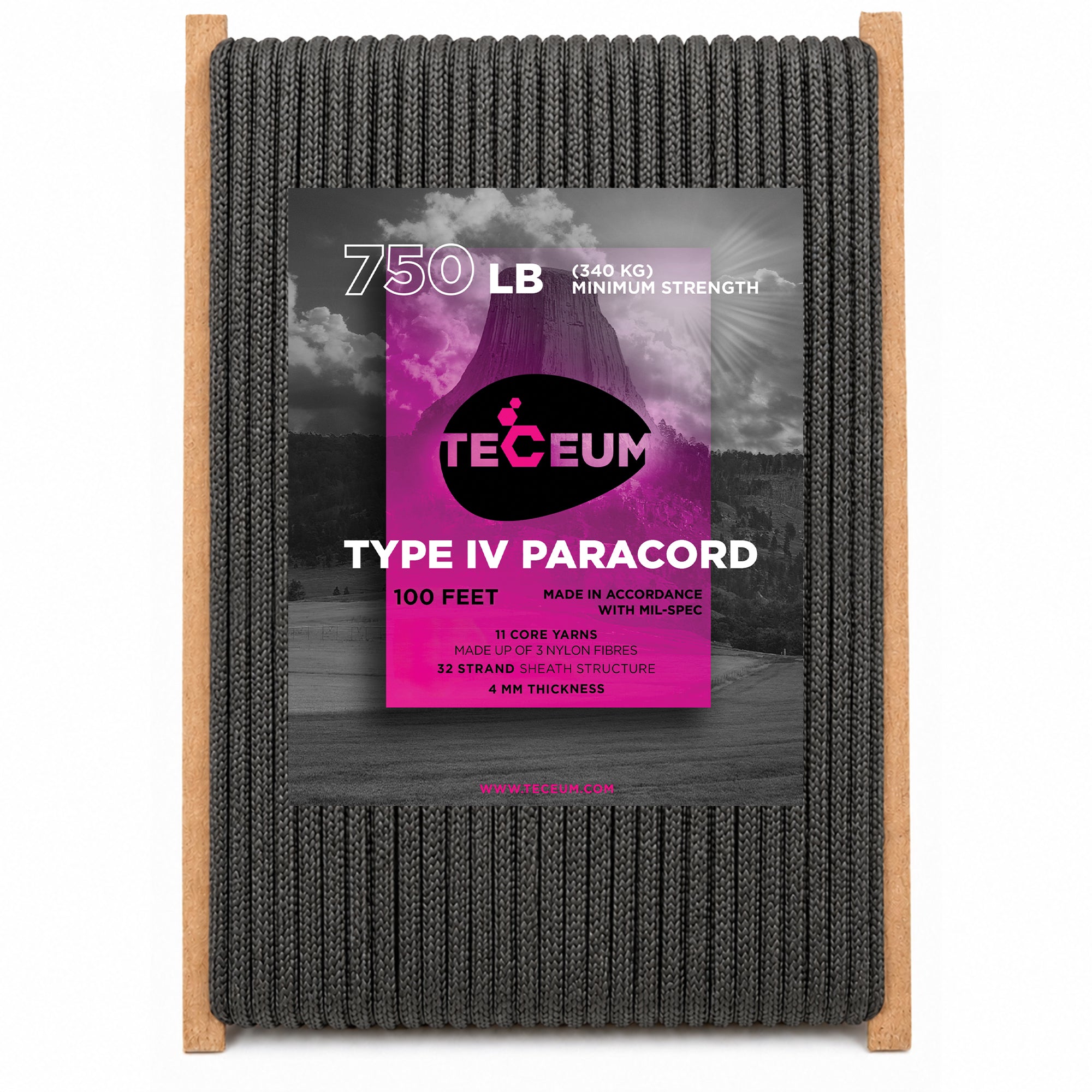 Paracord IV 750 Dark Grey – 100 ft - image 1
