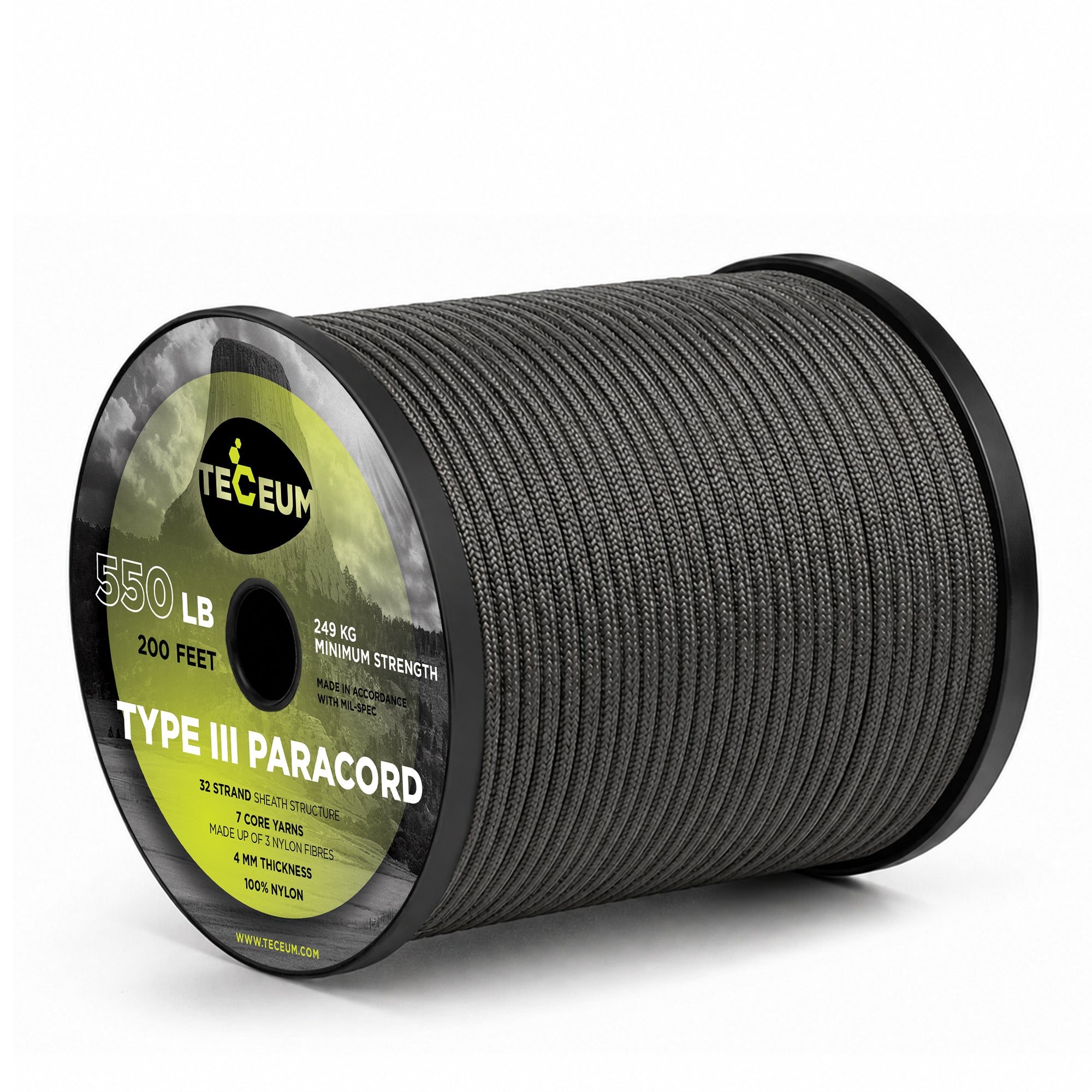Paracord III 550 Dark Grey – 200 ft - image 1
