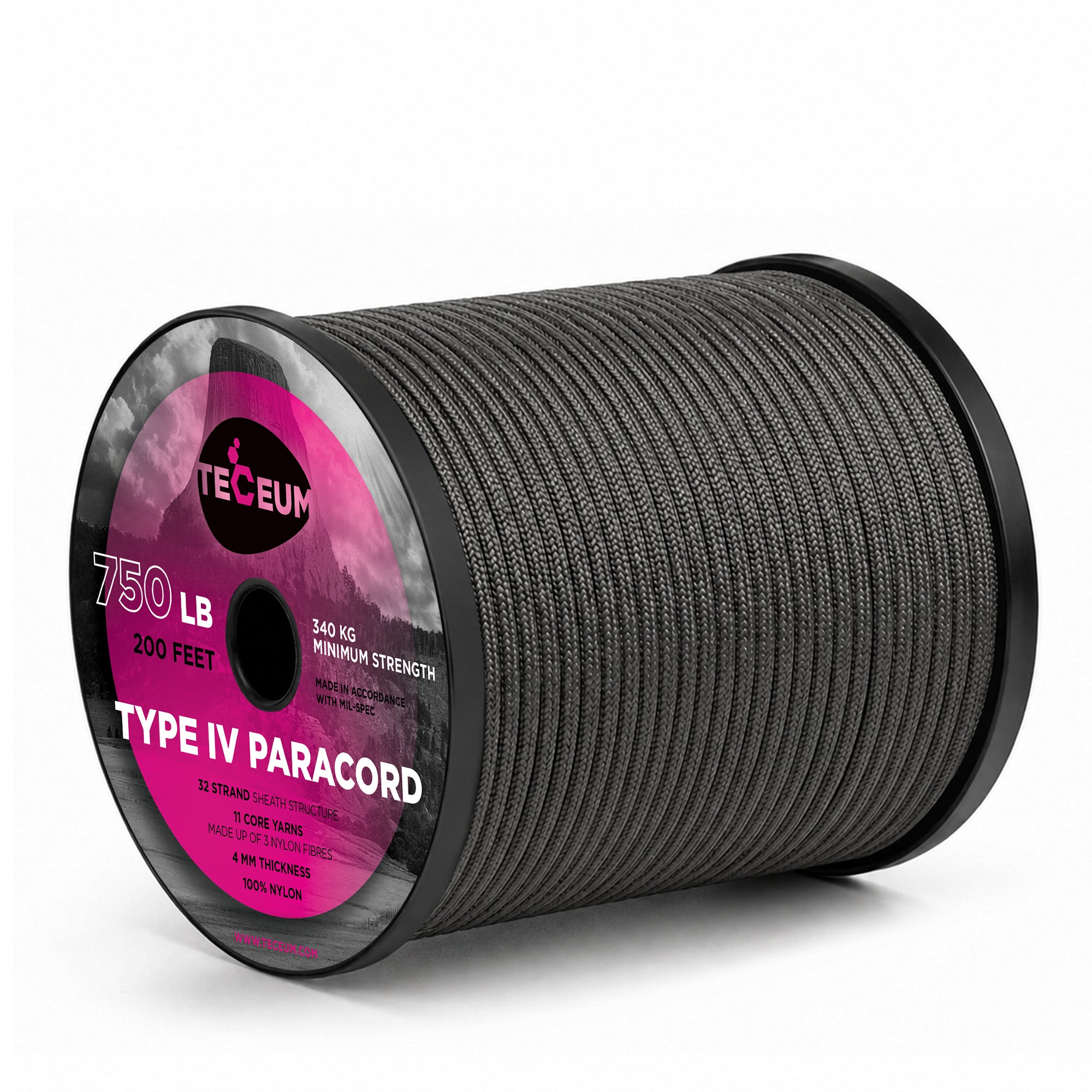 Paracord IV 750 Dark Grey – 200 ft - image 1