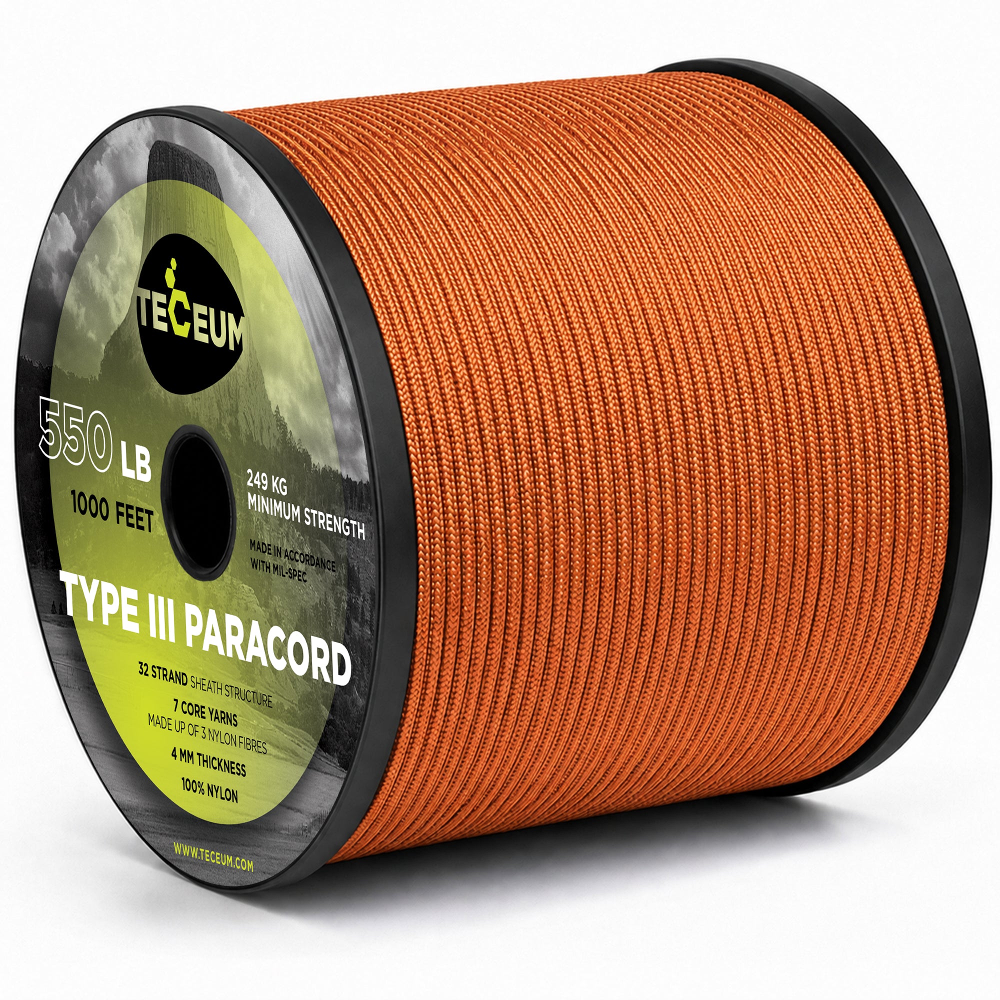 Paracord III 550 Orange Yellow – 1000 ft - image 1