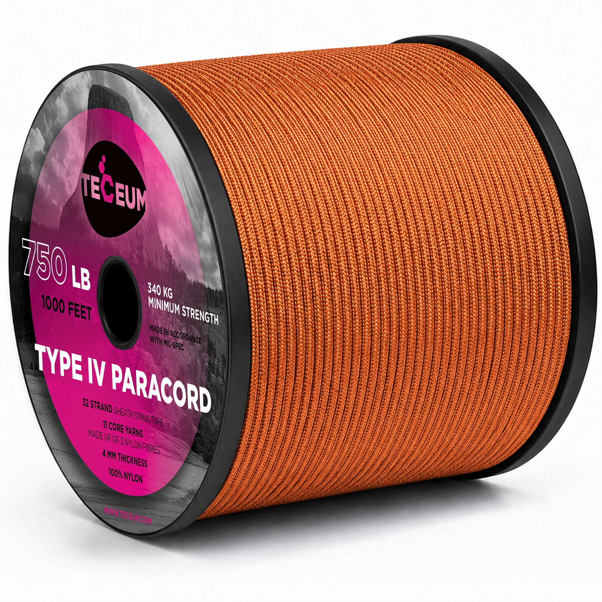 Paracord IV 750 Royal Orange – 1000 ft - image 1