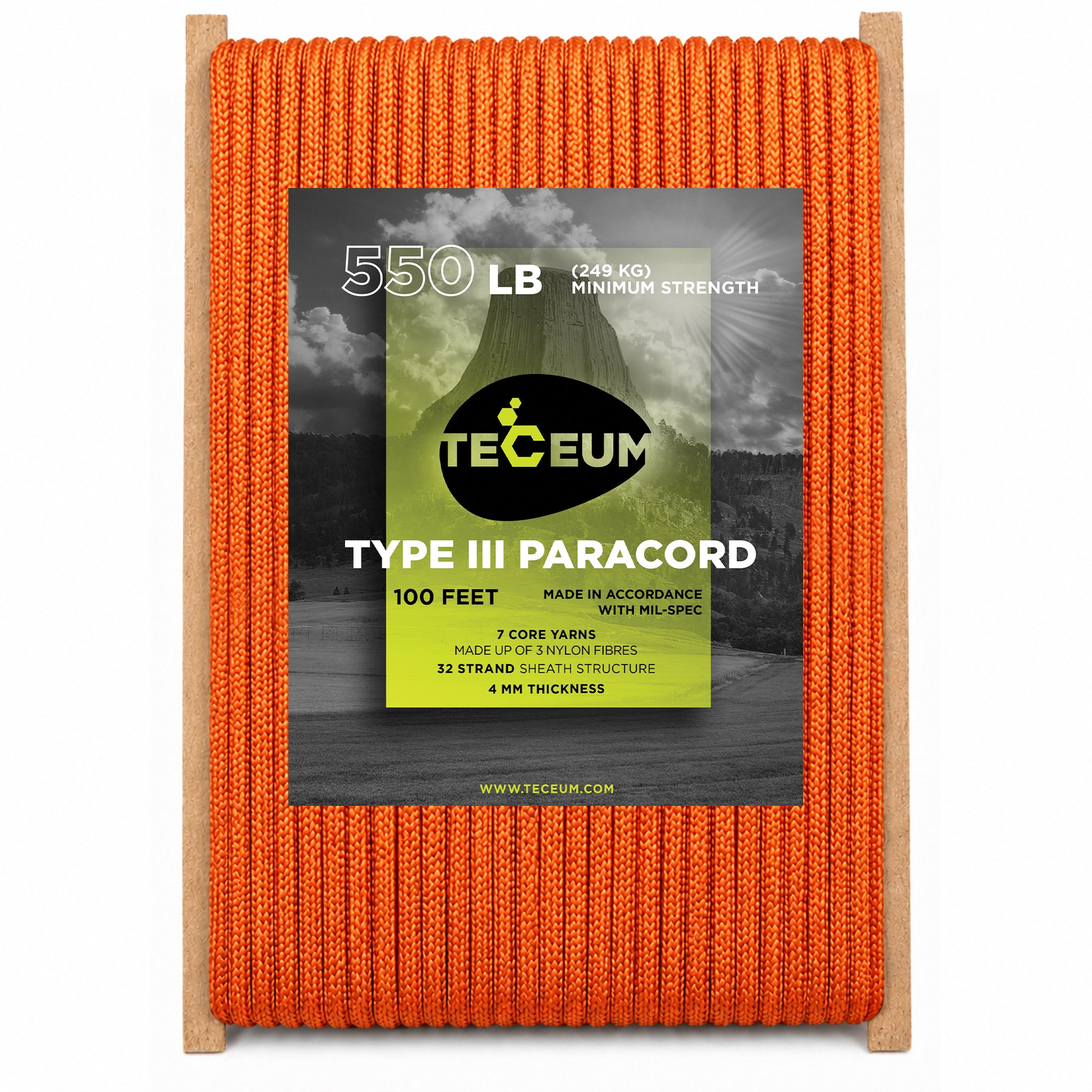 Paracord III 550 Orange Yellow – 100 ft - image 1