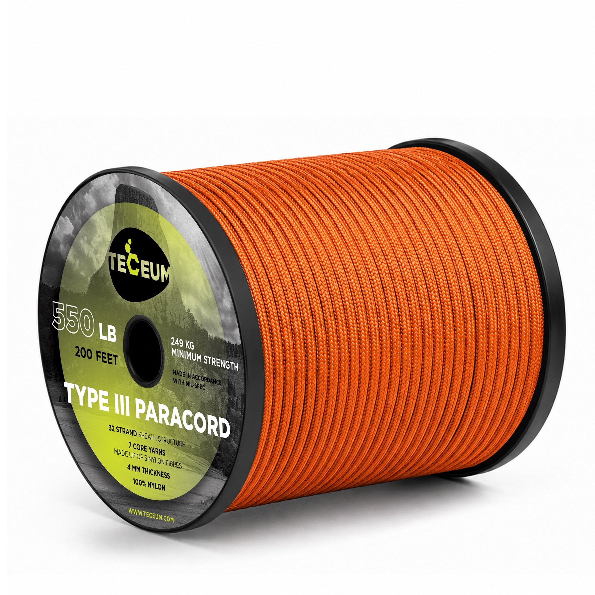 Paracord III 550 Orange Yellow – 200 ft - image 1