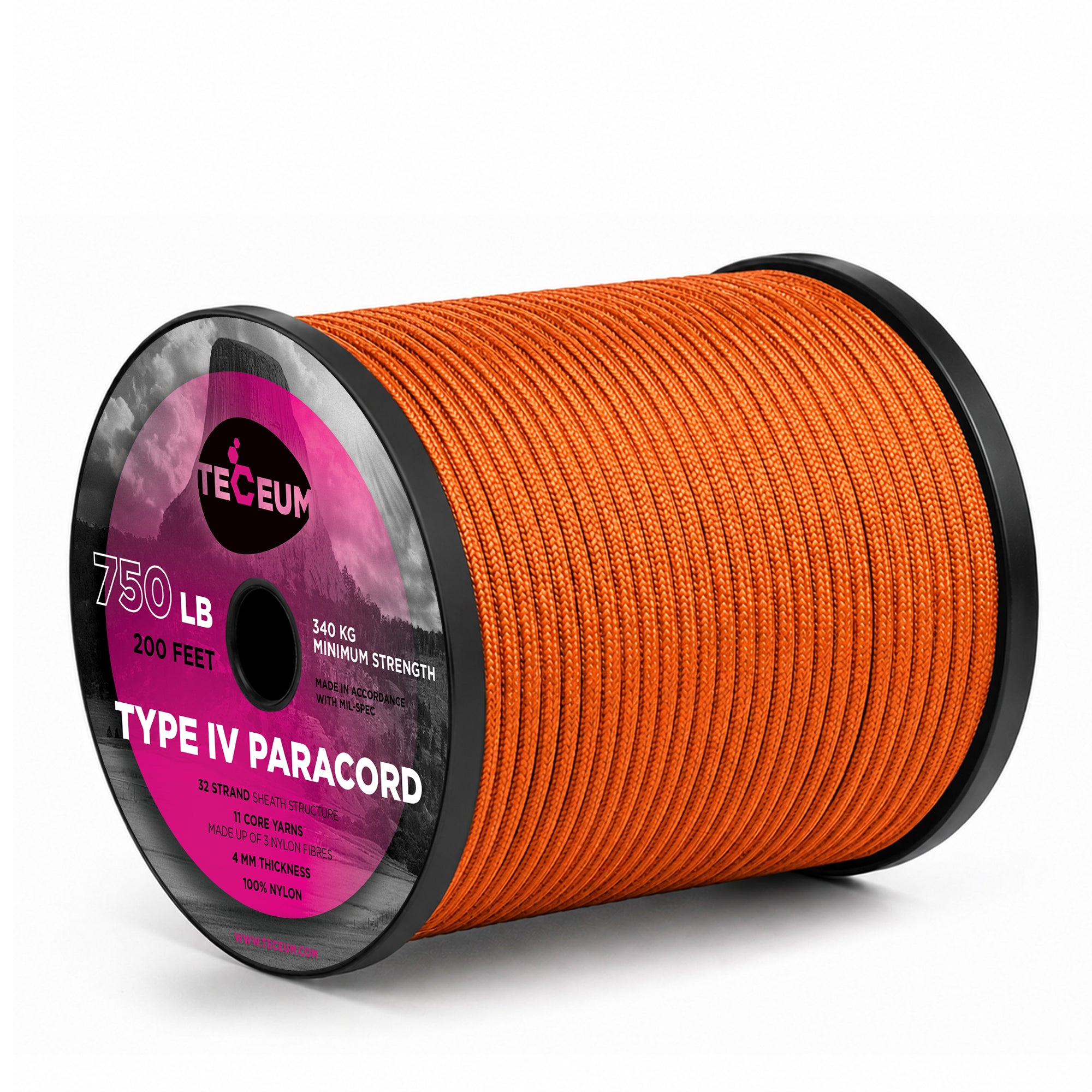 Paracord IV 750 Royal Orange – 200 ft - image 1