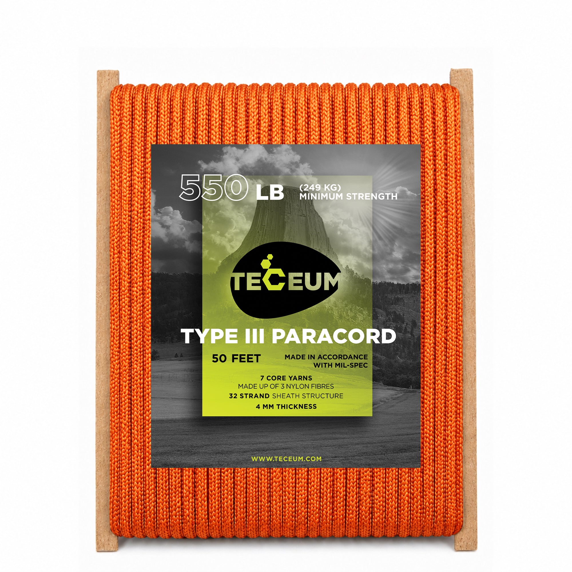 Paracord III 550 Orange Yellow – 50 ft - image 1