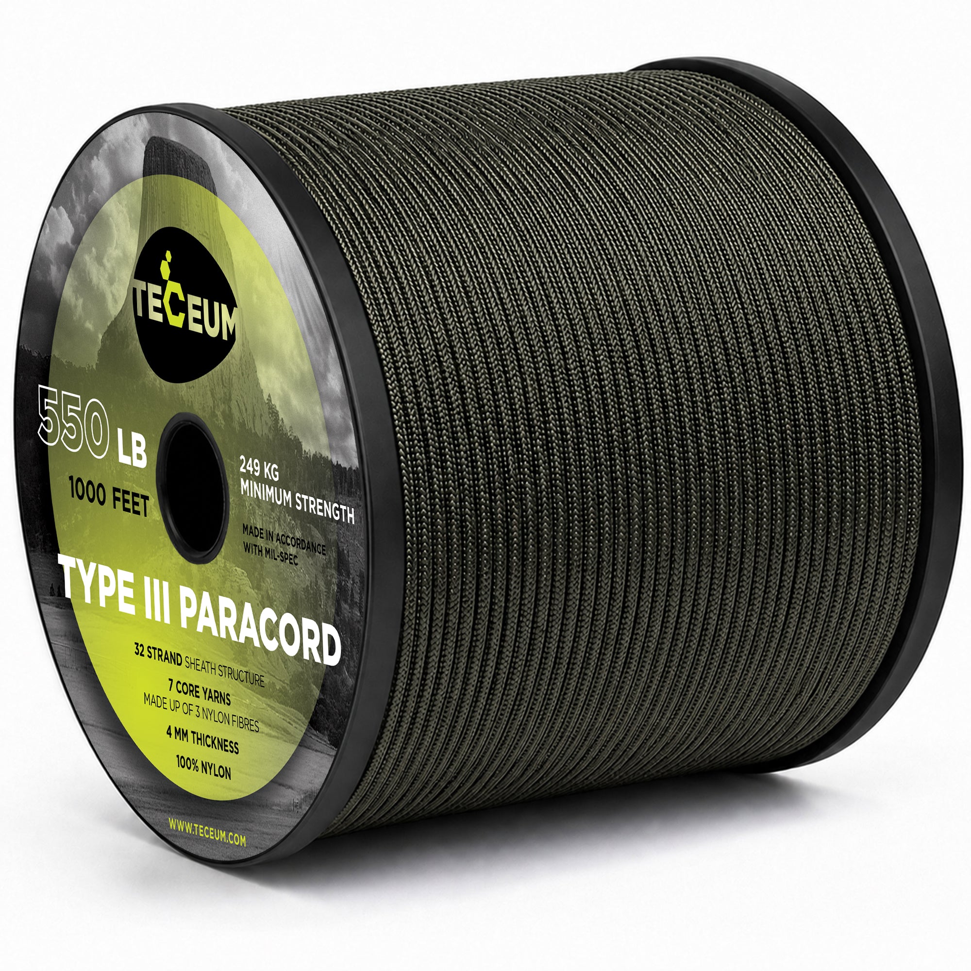 Paracord III 550 Gun Grey – 1000 ft - image 1