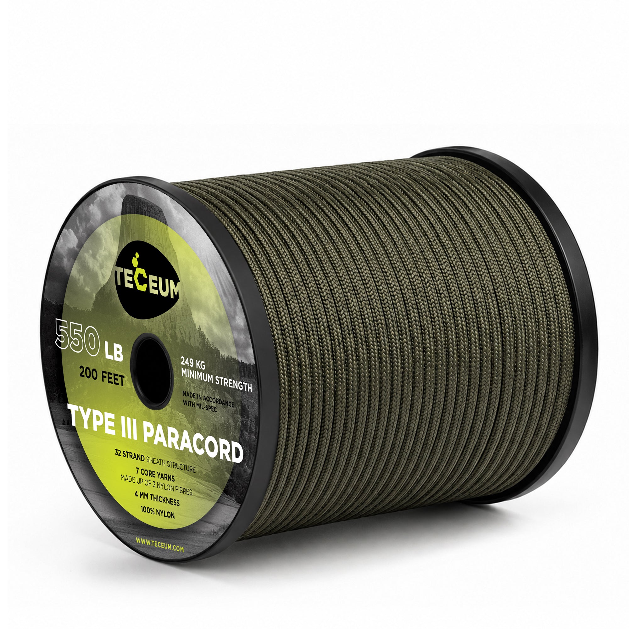 Paracord III 550 Gun Grey – 200 ft - image 1