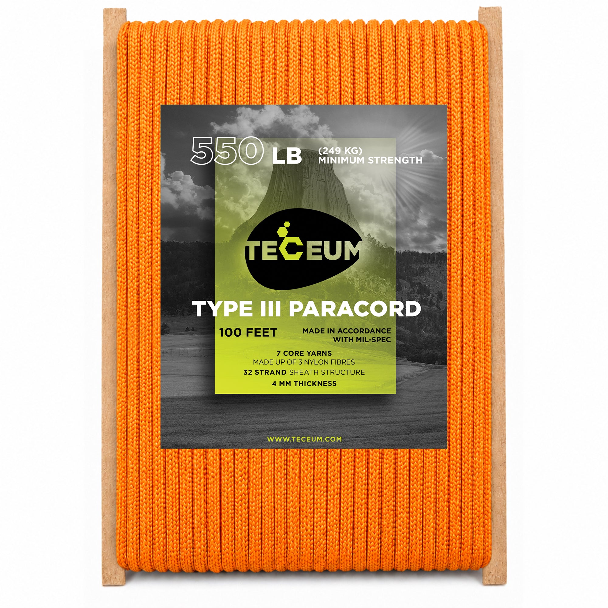 Paracord III 550 Apricot – 100 ft - image 1