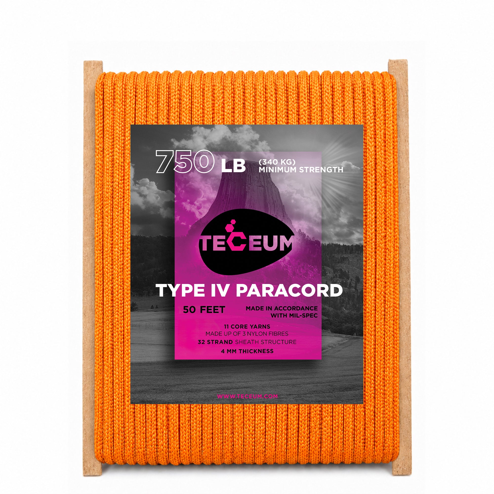 Paracord IV 750 Apricot – 50 ft - image 1