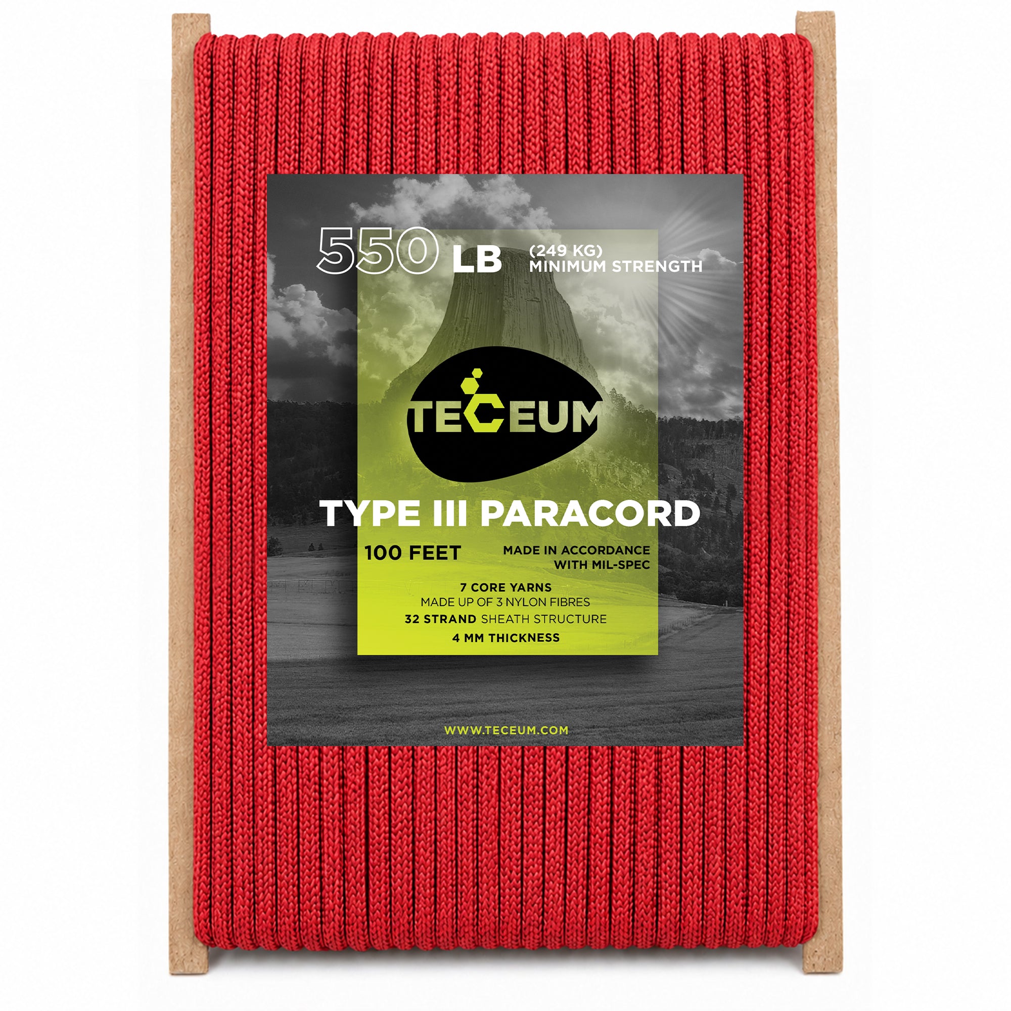 Paracord III 550 Crimson – 100 ft - image 1