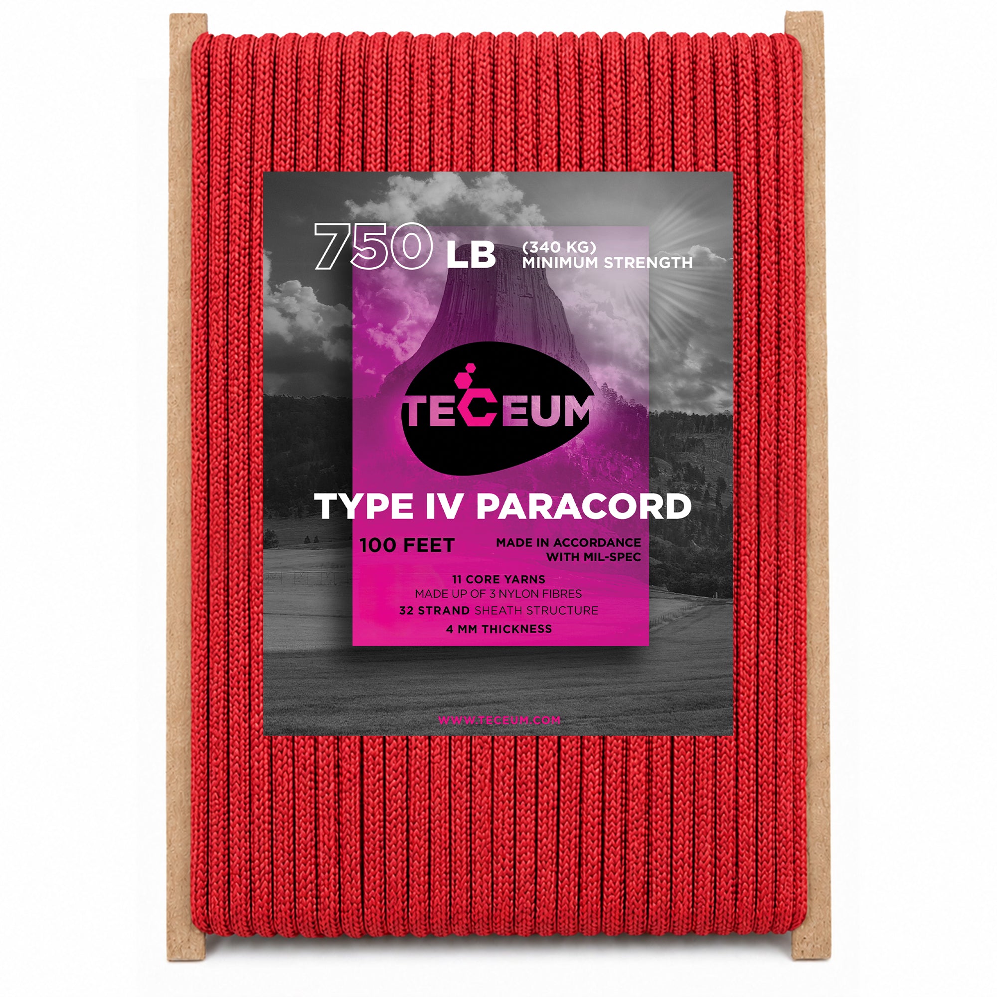 Paracord IV 750 Crimson – 100 ft - image 1