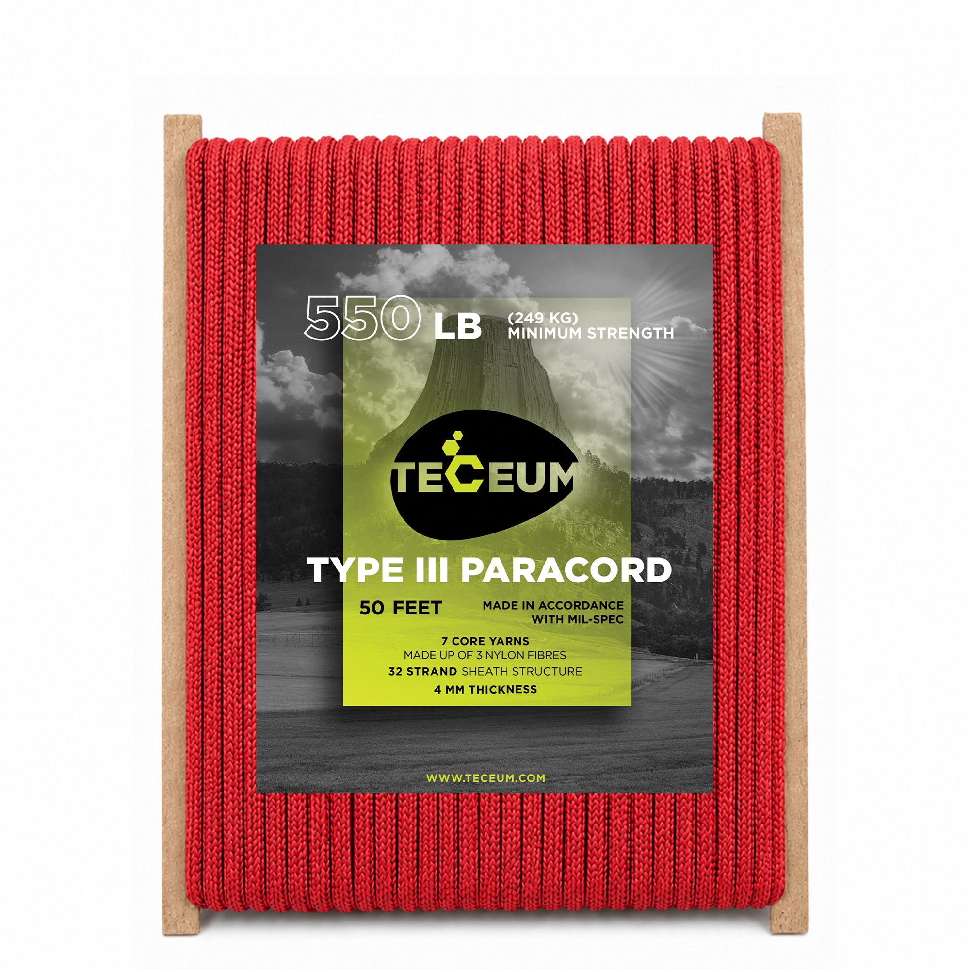 Paracord III 550 Crimson – 50 ft - image 1
