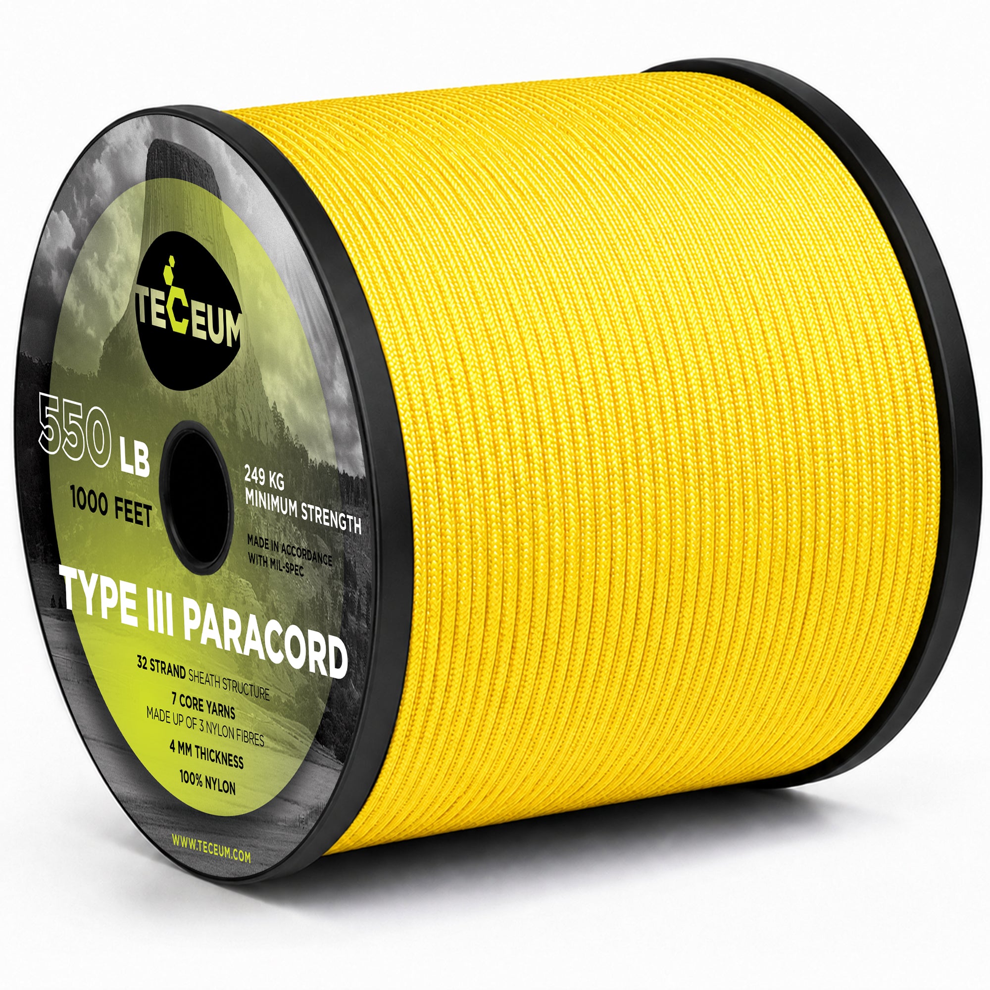 Paracord III 550 Yellow Pastel – 1000 ft - image 1