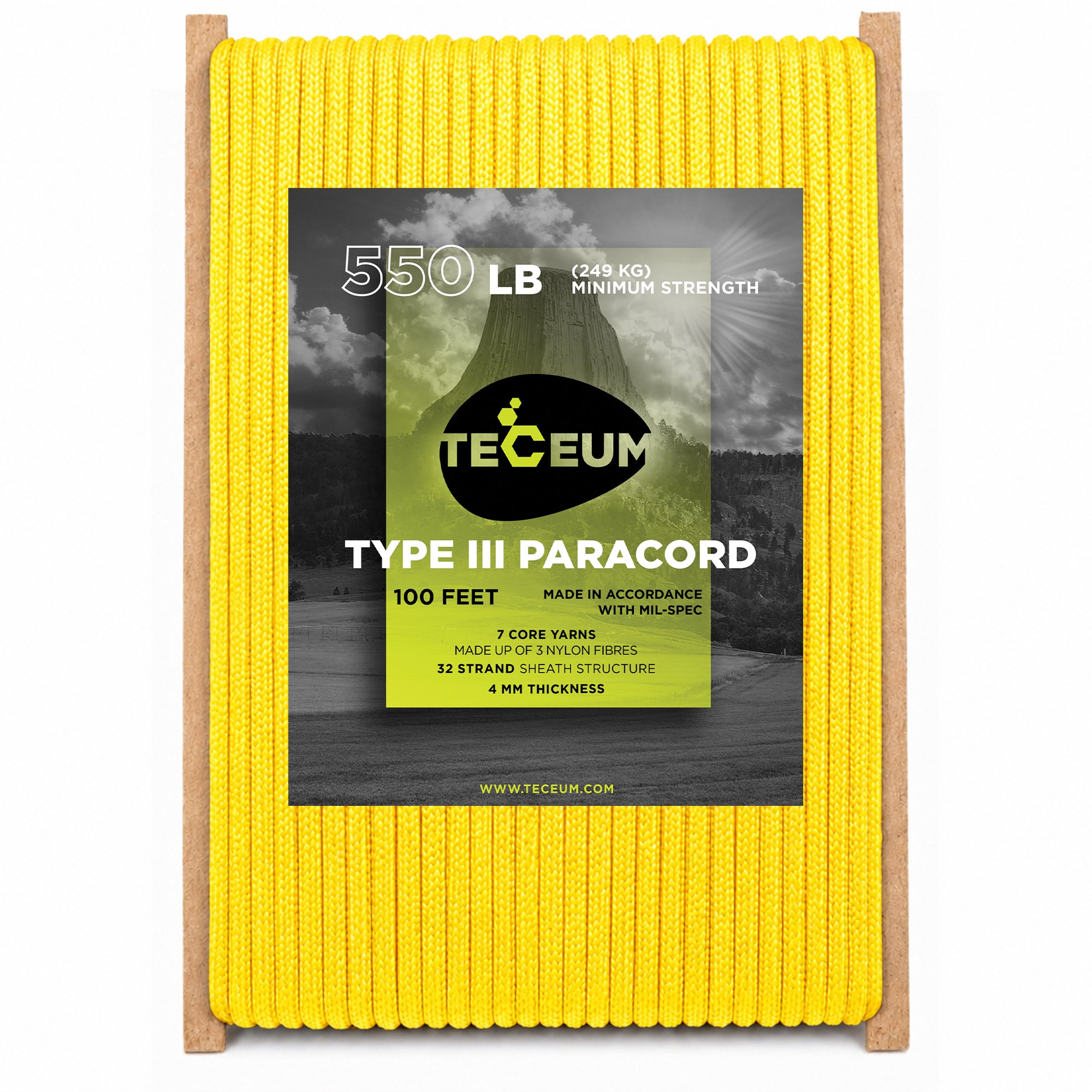 Paracord III 550 Yellow Pastel – 100 ft - image 1