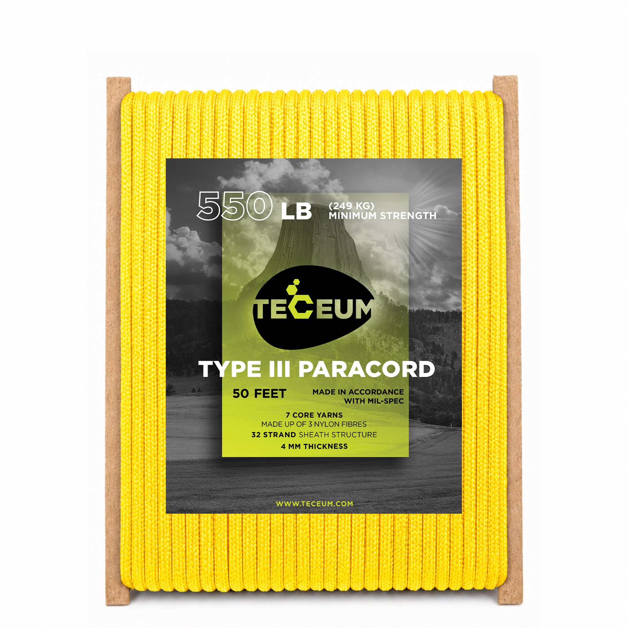Paracord III 550 Yellow Pastel – 50 ft - image 1
